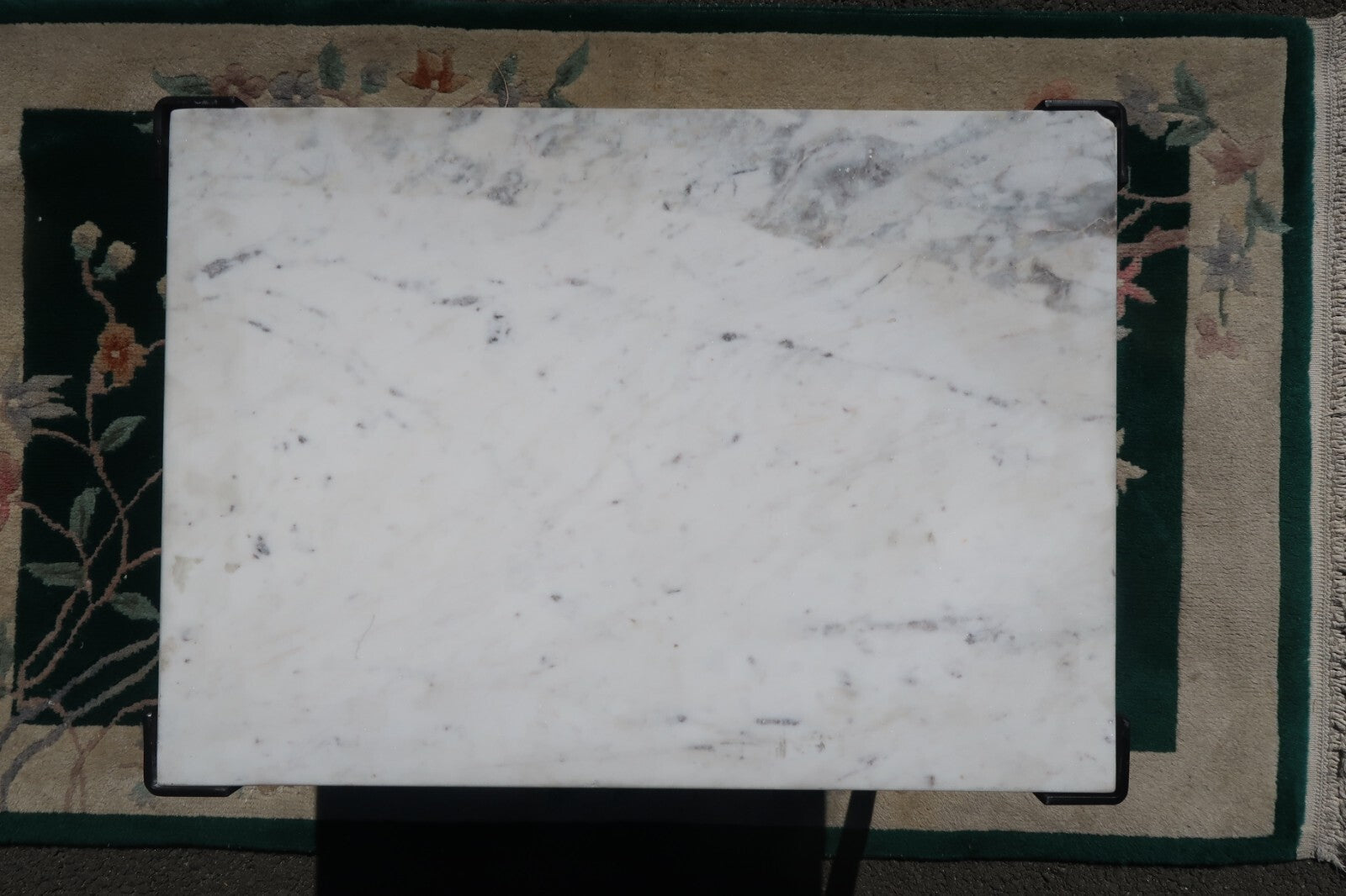 Magnolia Home Iron And Classic White Marble Side Table 22" L x 16" W x 22.5" H