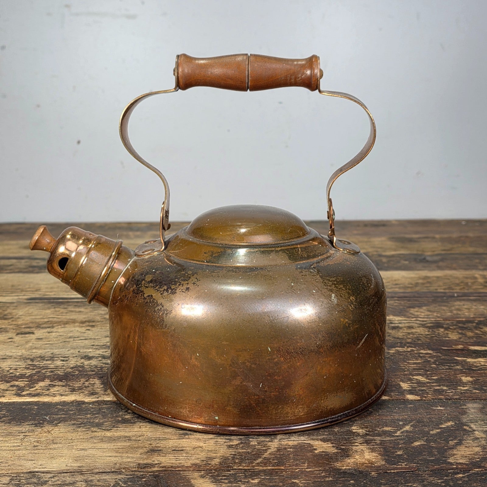 Vintage ODI Solid Copper Kettle with Wooden Handle – Made in Portugal, 1960s–70s