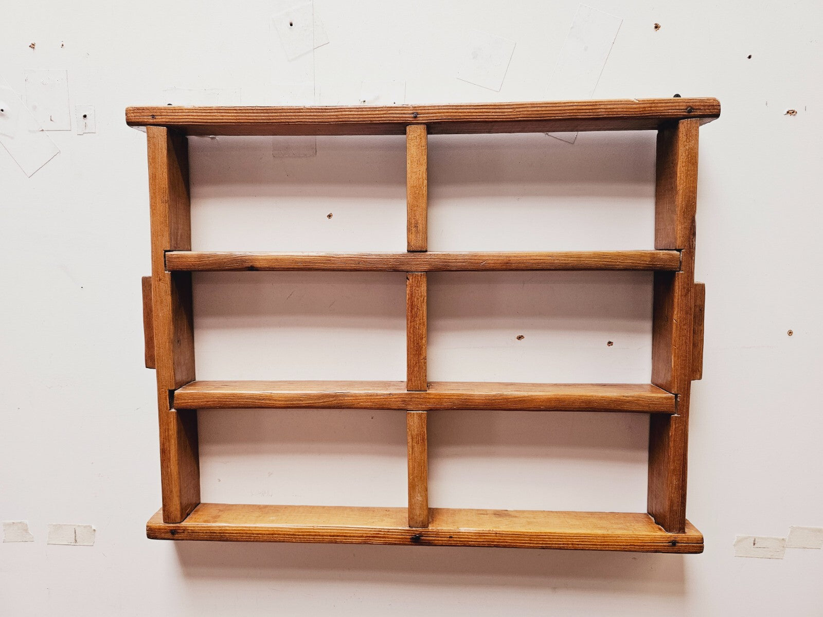 Antique Wood Brick Mold Shot Glass Wall Display Holder