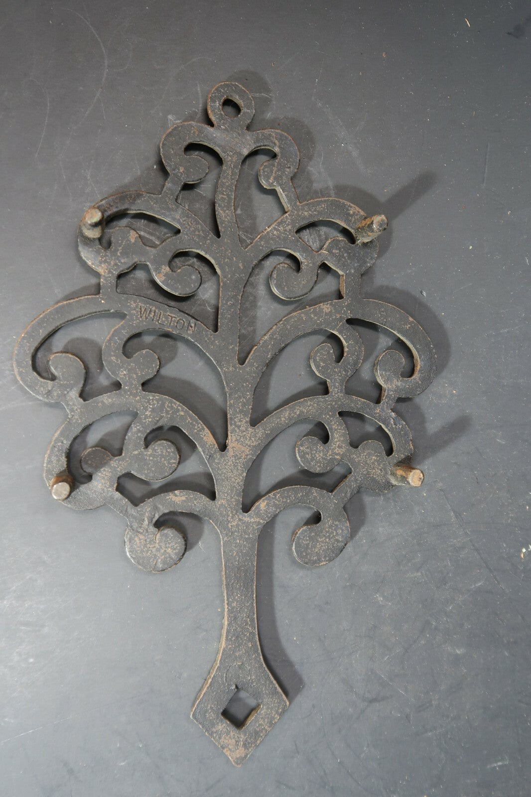 Vintage Wilton Cast Iron Family Tree of Life Shaped Trivet 4 Footed L 9" x W5.5"