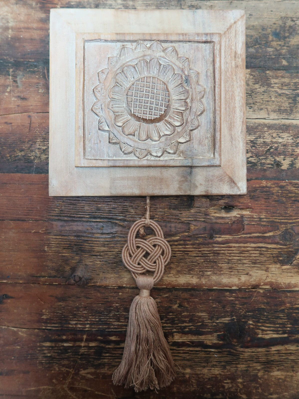 Rober Grace Hollister CA Hand Carved Wood Wall Art 9" x 9.5" (B)