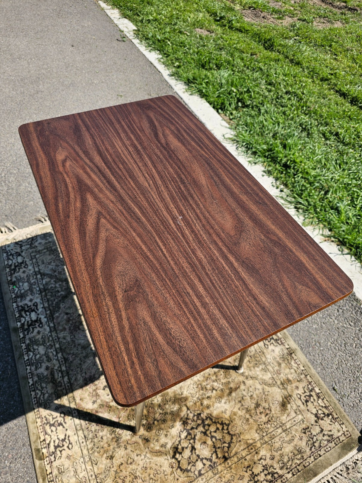 Mid-Century Woodgrain Top & Steel Office Desk 30"L x 18"W x 29.5"H