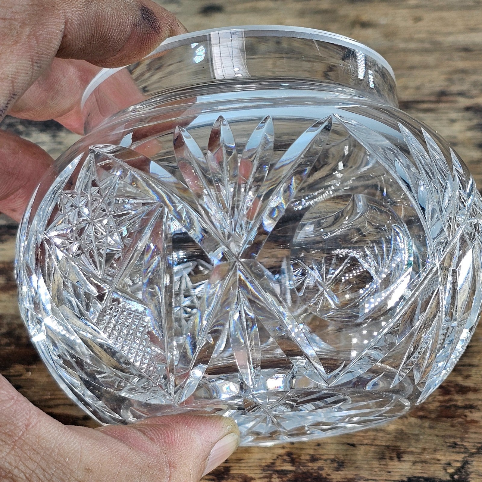 Antique American Brilliant Period Cut Crystal Vanity Powder Jar