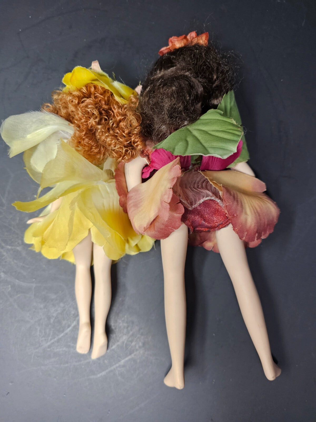 Set of 2 Porcelain Flower Fairy Figurines Garden 9.5" & 12" H