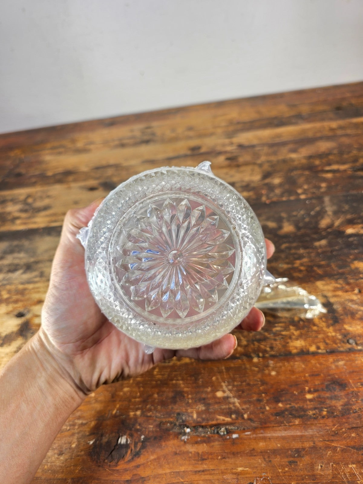 F.B. Rogers Silver Company 5" Crystal Sauce Bowl w Silverplate Rim & Ladle Italy