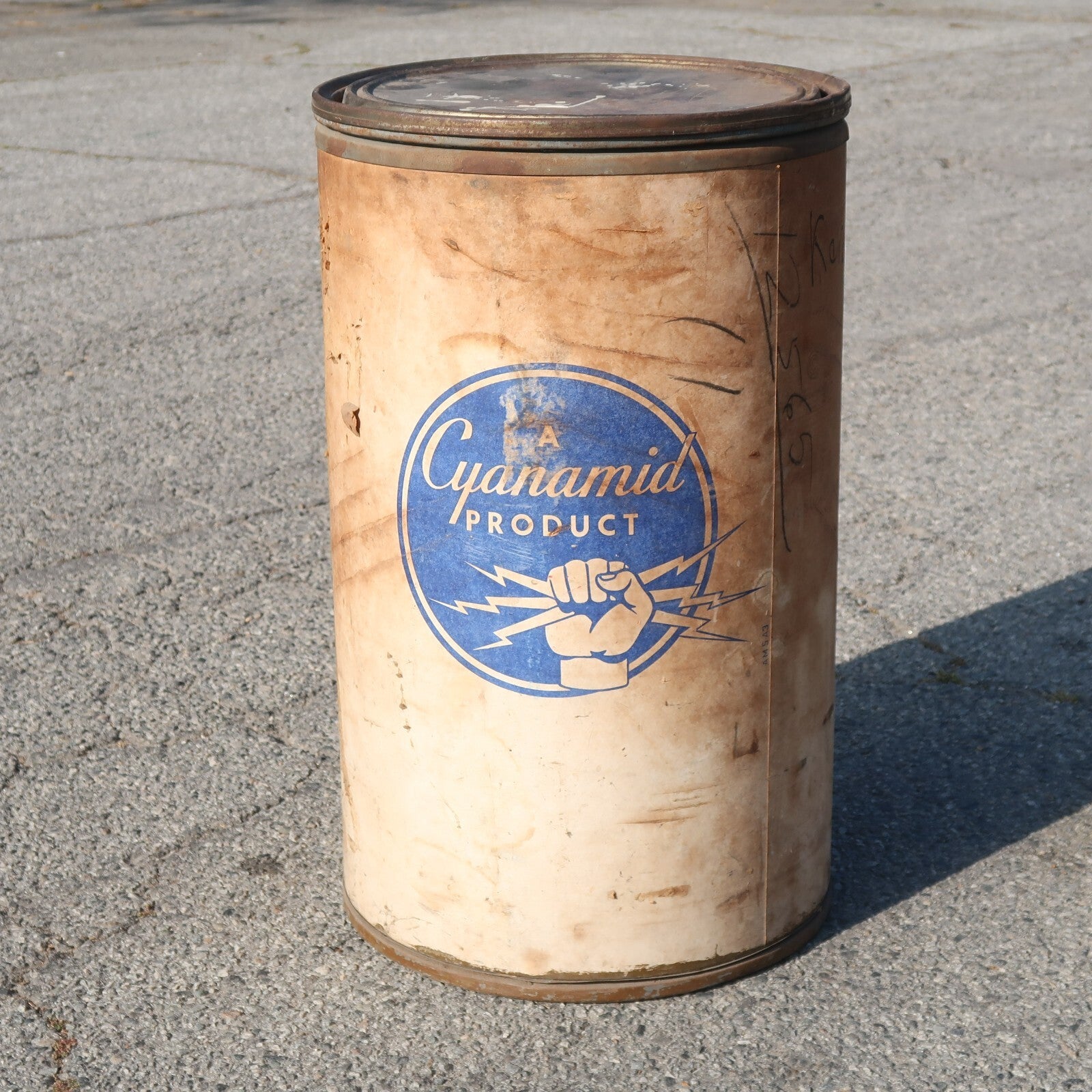 Vintage Calco Fiber Drum Barrel Storage With Lid 19" Diam. 31" Tall