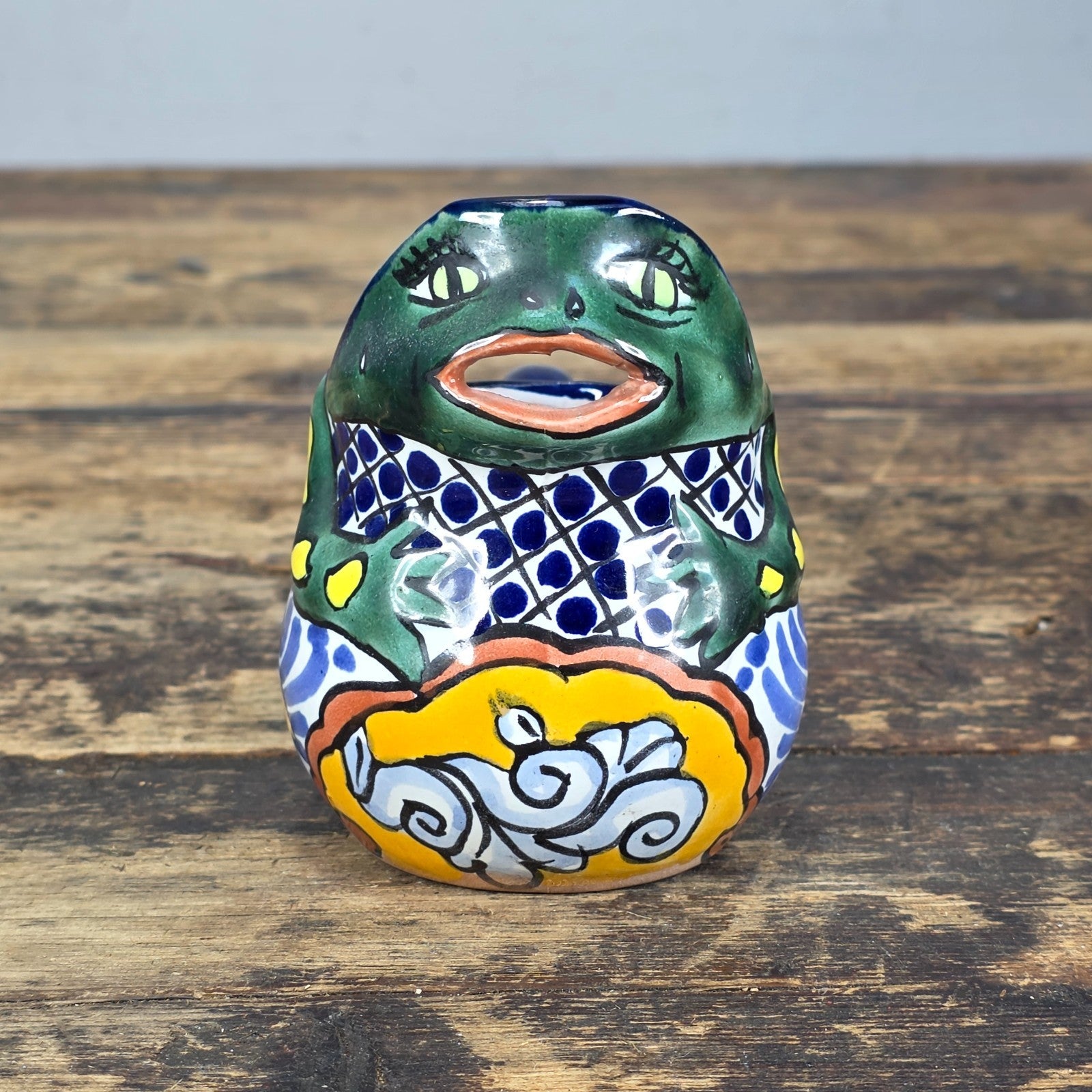 Vintage Talavera Mexico Frog Creamer – Hand Painted Folk Art Pottery