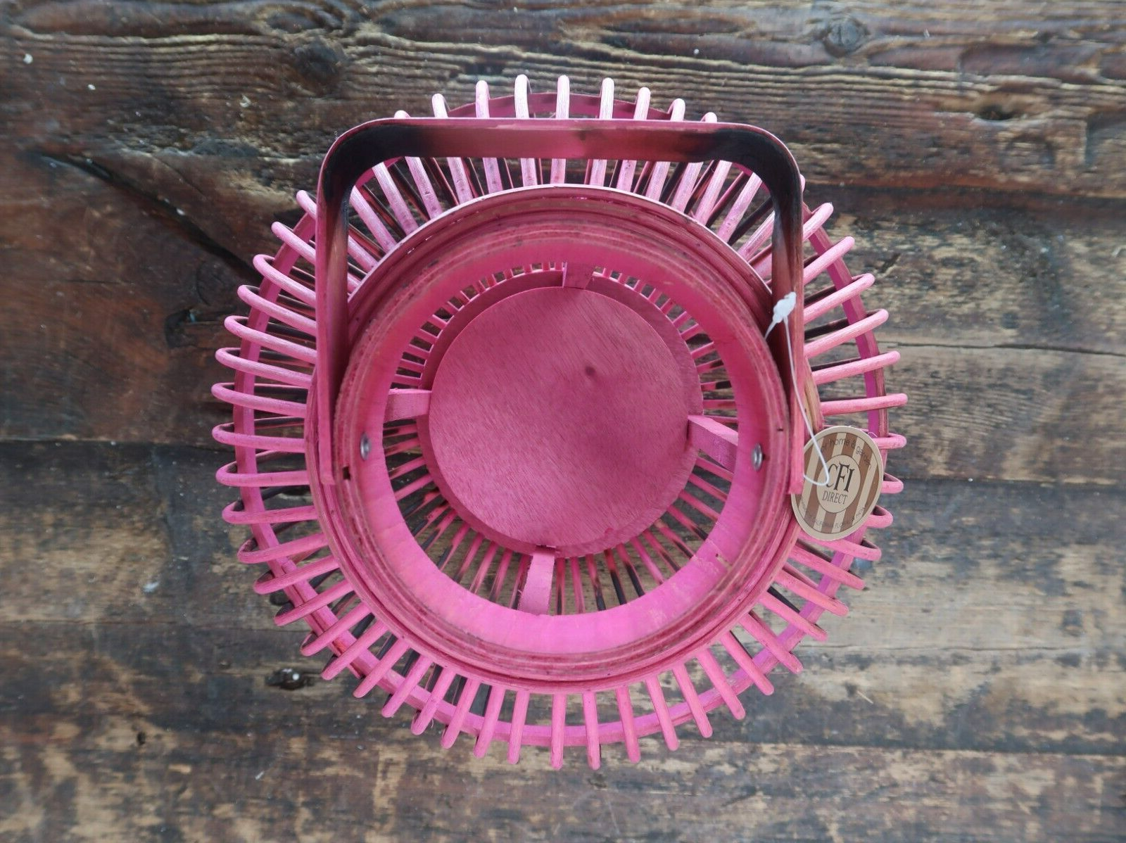 Pink Bamboo Lantern With Handle 10" x 10" x H 8.5"