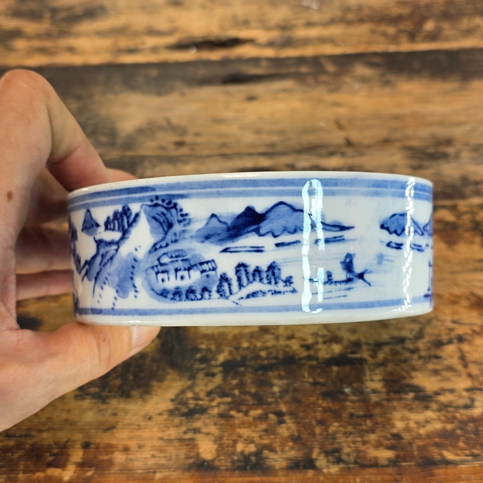 Vintage Chinese Porcelain Brush Washer / Narcissus Planter / Wine Coaster