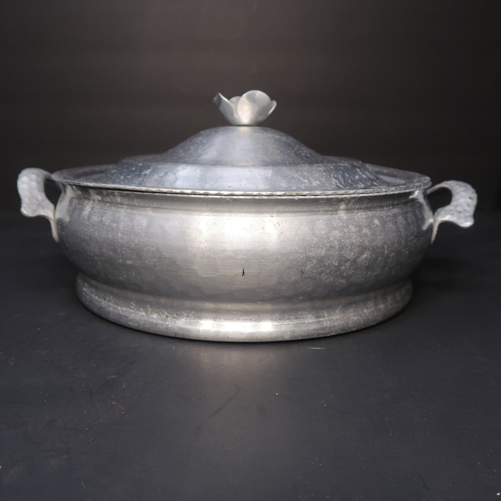 Vintage Hammered Aluminum Casserole Dish + Pyrex 023 1.5 QT Bowl