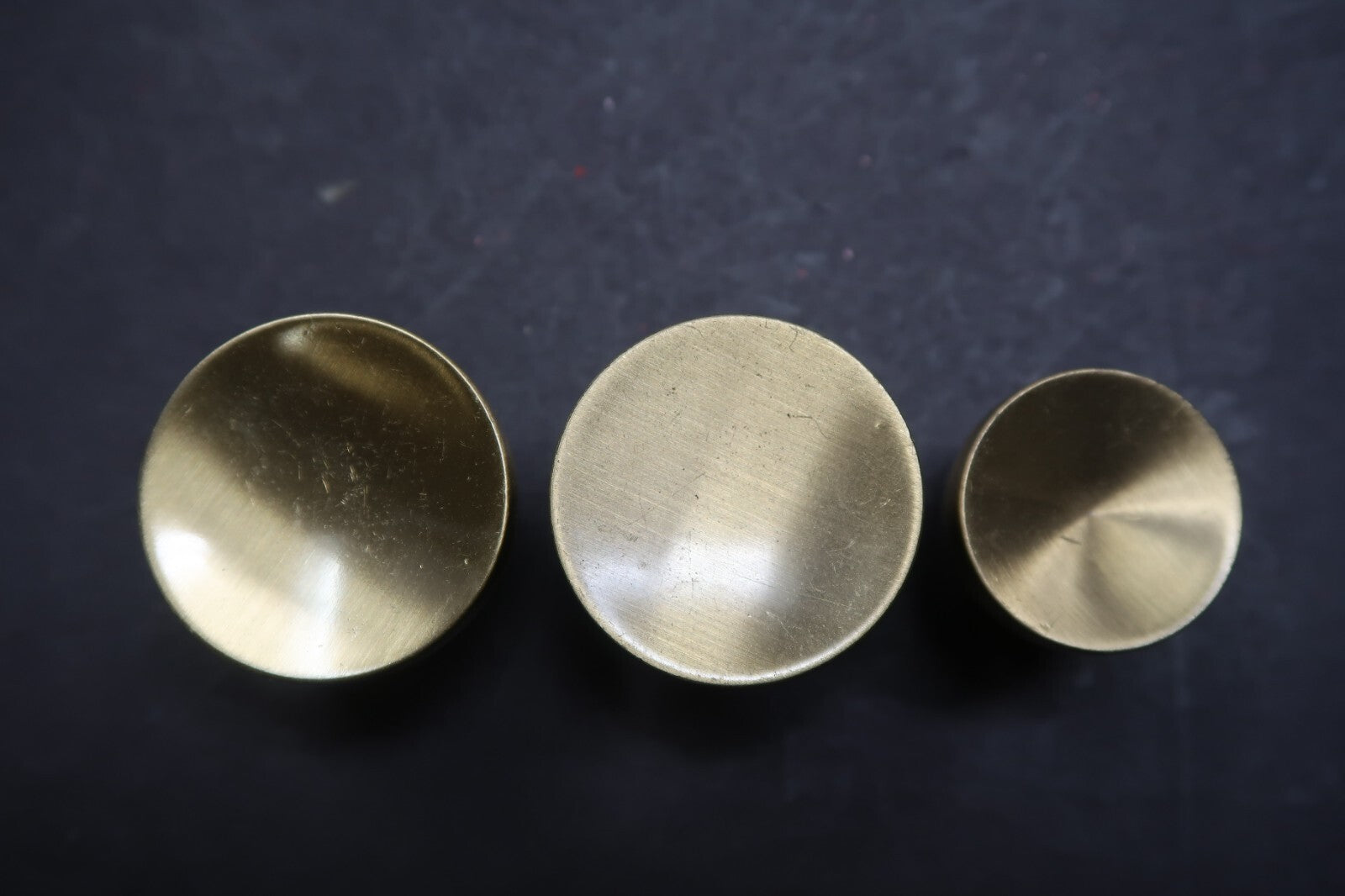 Lot of 3 Stainless Steel Round Cabinet Pulls Drawer Knobs Vintage