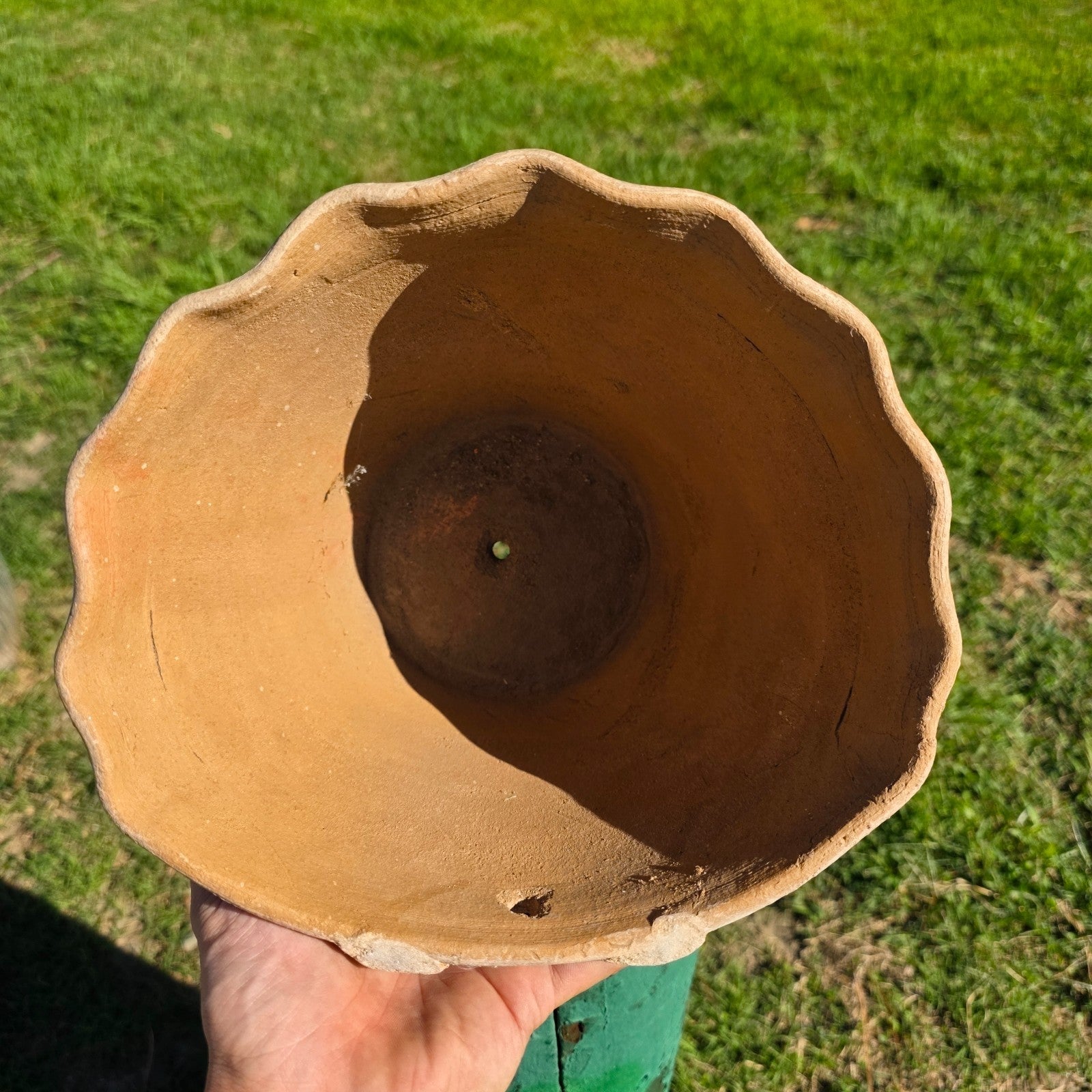 Vintage Atzompa Oaxaca Terracotta Wall Pocket Planter with Orange Flower