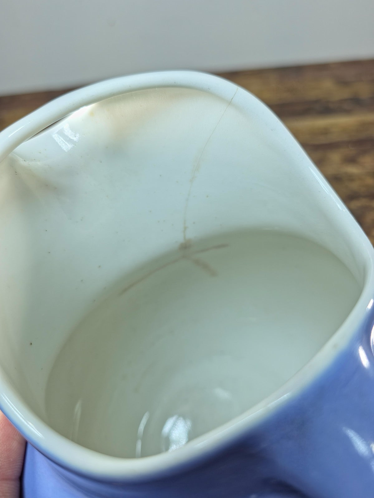 Vintage Coorsite No.937 Water Pitcher Lavender White Ceramic Jug Hairline Crack