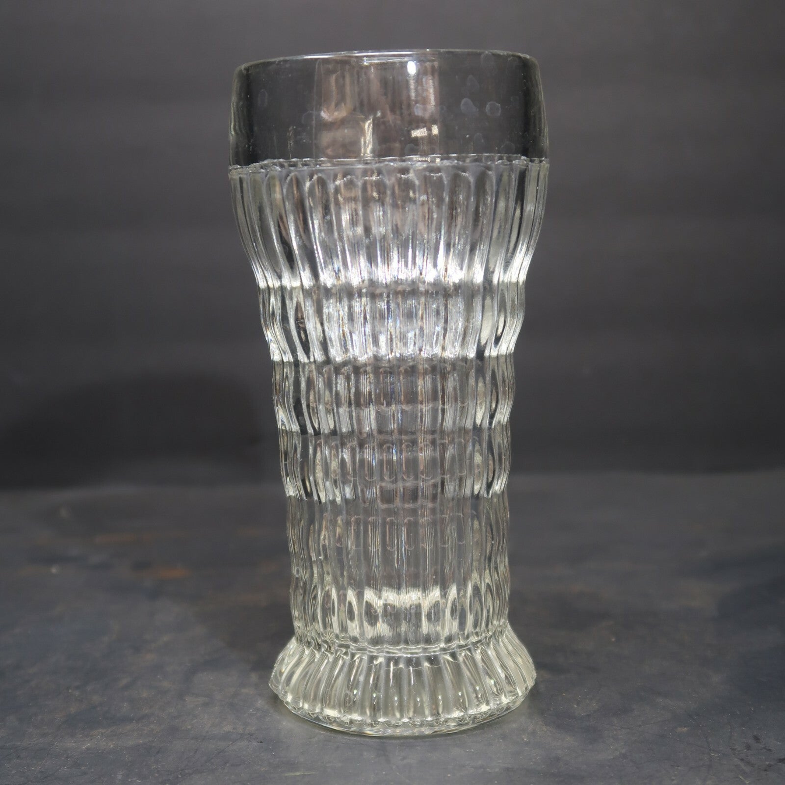 Vintage Ribbed Ripple Footed Juice Glass Tumbler H6.5"
