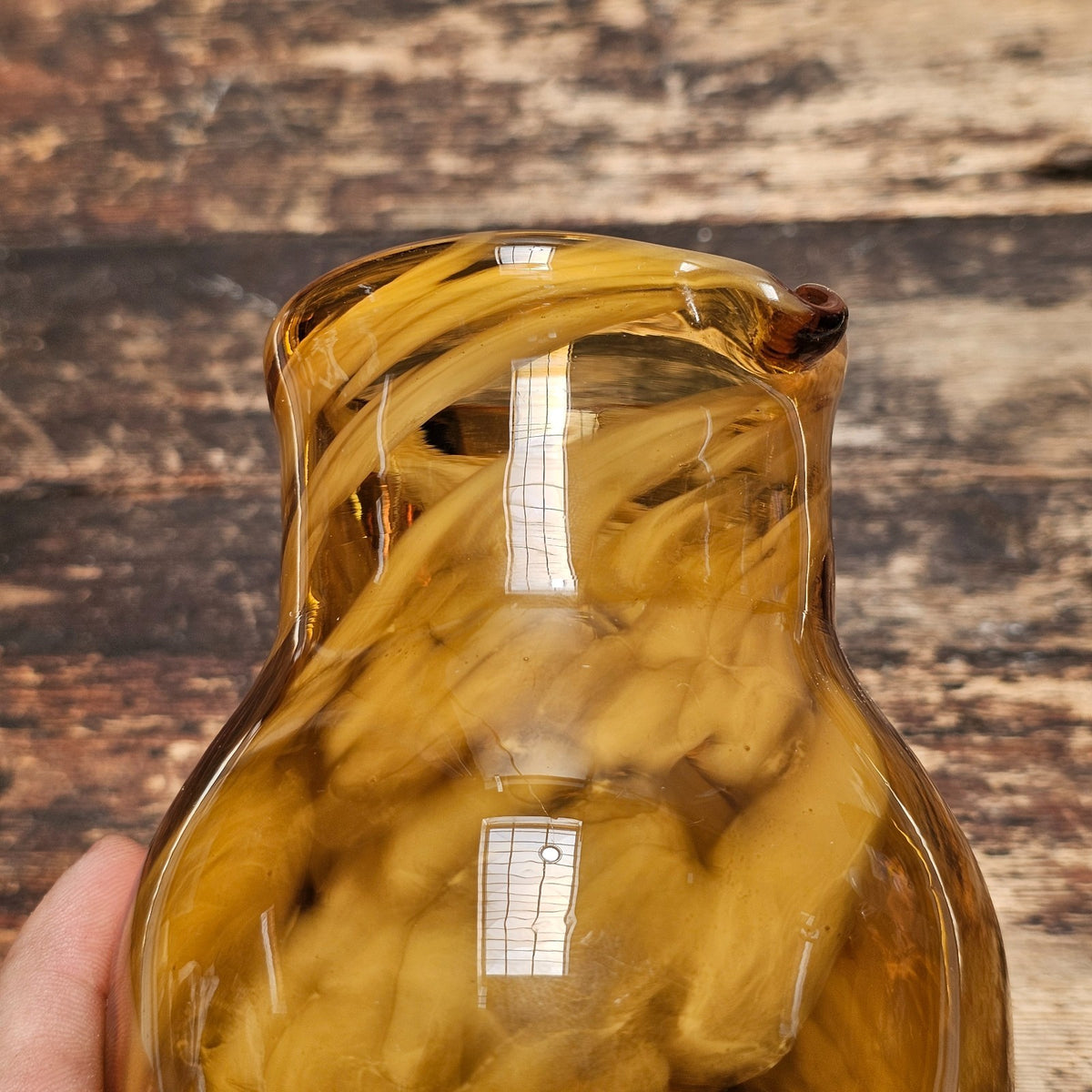 Vintage Rainbow Art Glass Co. "Folded Ribbon" Pitcher Mid-Century USA 6"H