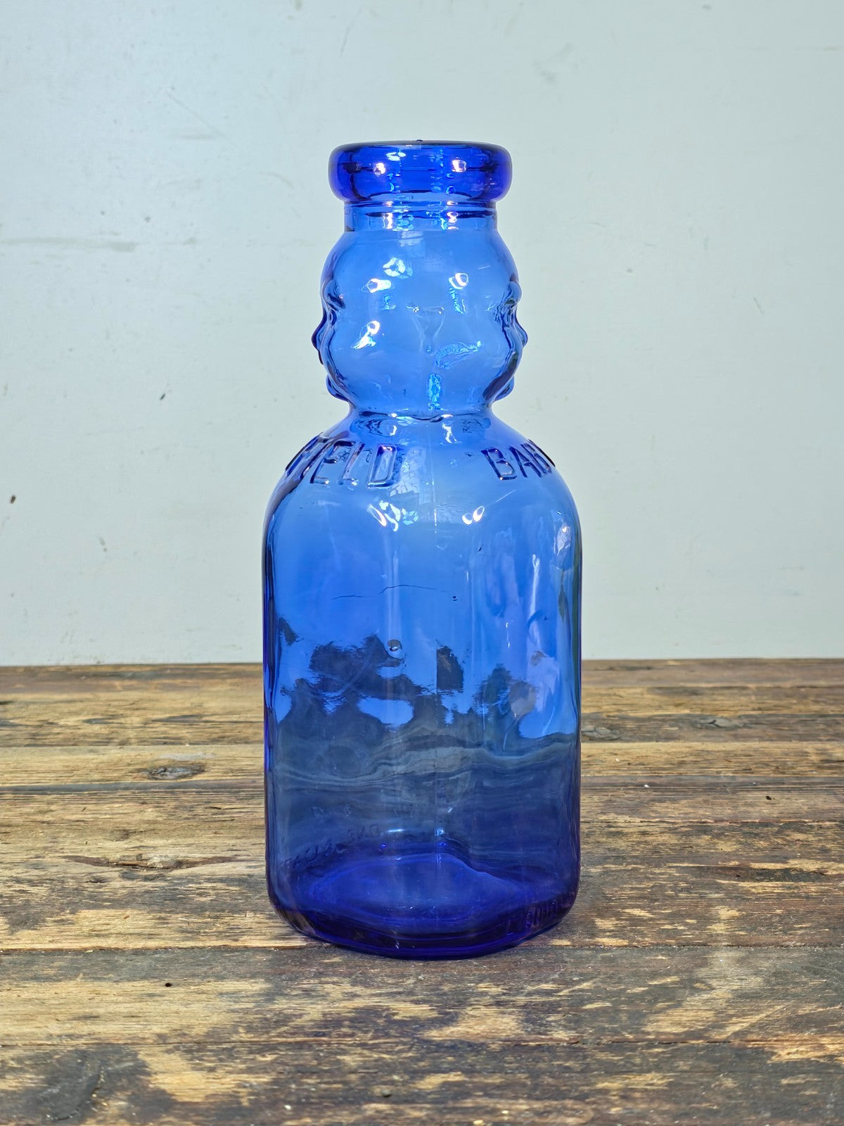 Brookfield Baby Top Cobalt Blue Glass Bottle 1 Quart – Vintage Figural Jar