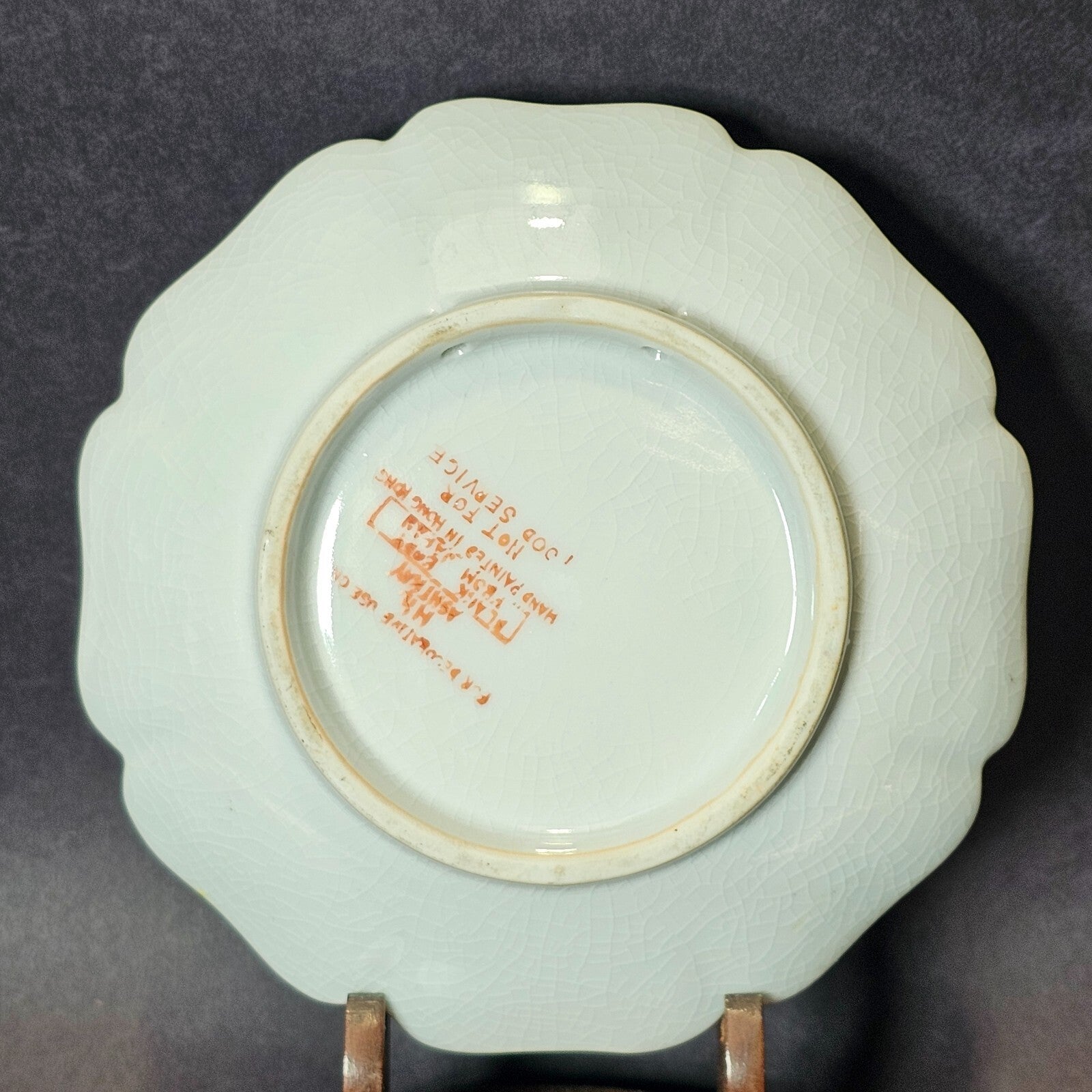 Vintage Hong Kong Hand-Painted Floral Octagonal Ashtray 6.25" x 6.25"