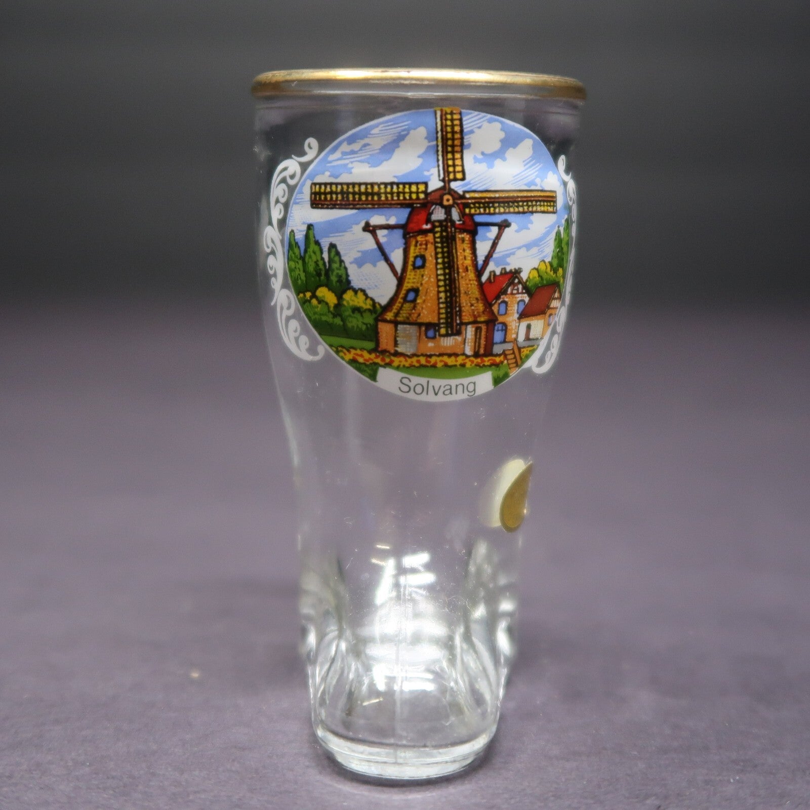 Solvang Gold Rim Boot Shot Glass Made In Western Germany H 3"