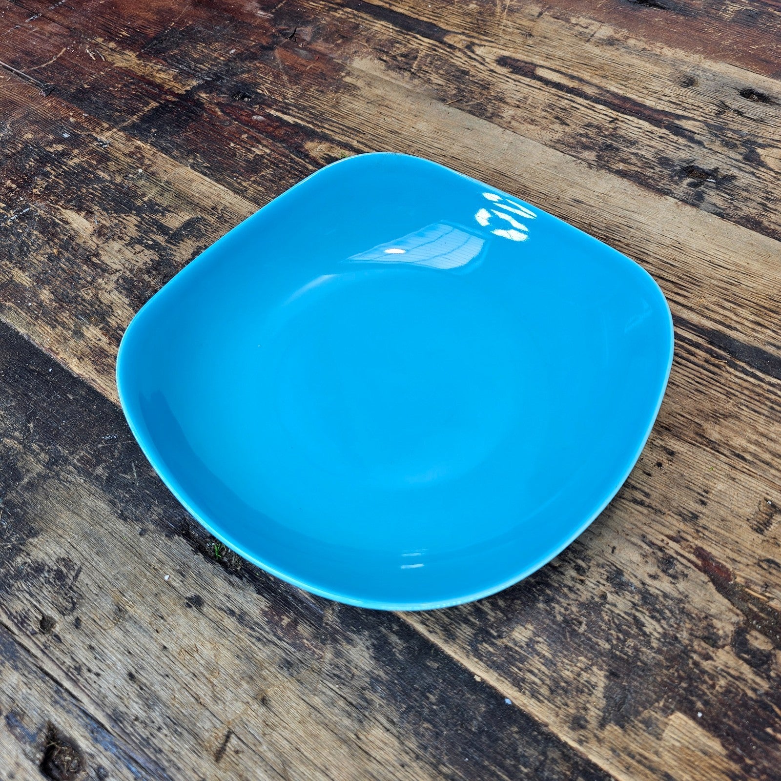 Vintage Pagnossin Italy MCM Blue Square Bowl - 70s/80s Retro Ironstone 8.5"