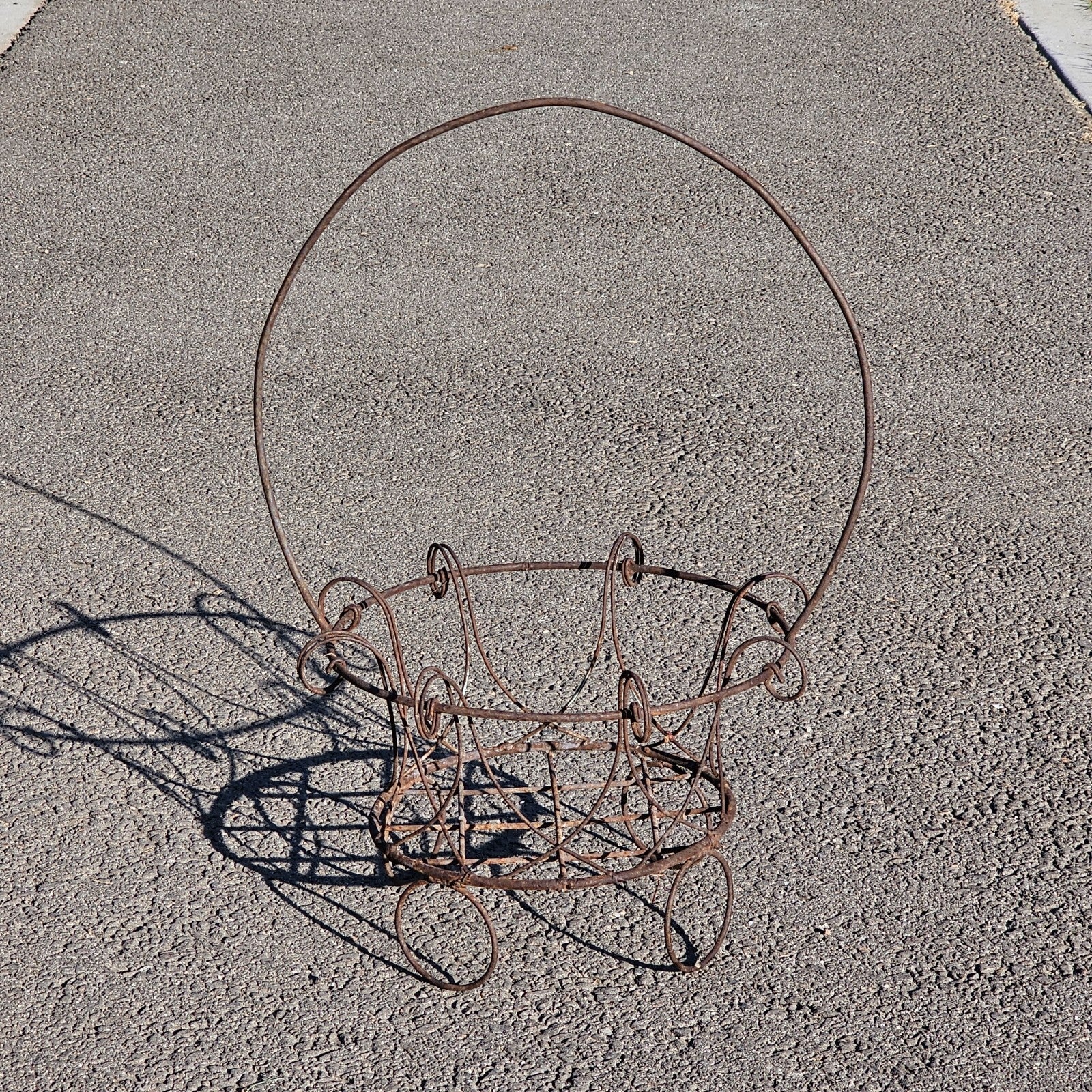 Vintage Wire Basket Planter Rusty Garden Decor 26"H