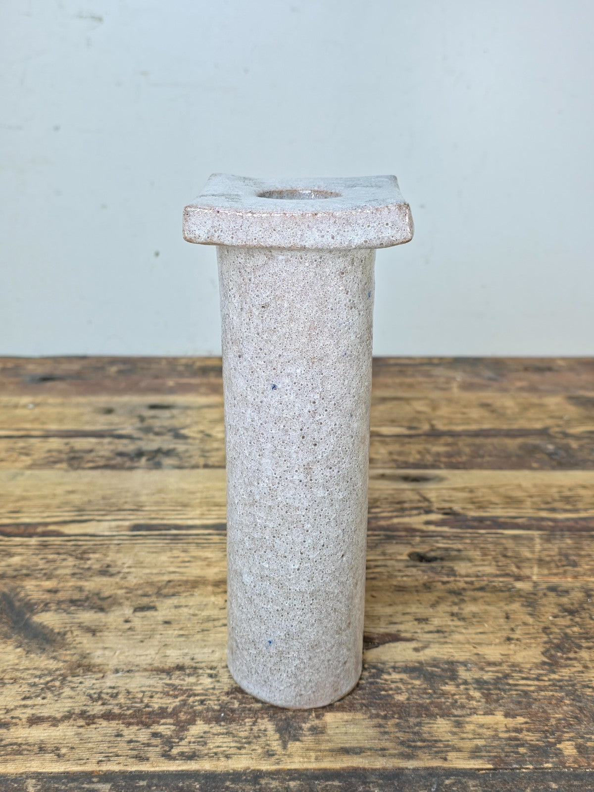 Japanese Studio Pottery Vase “Hisoku” (秘色) Textured White-Grey Glaze c.1960s–70s