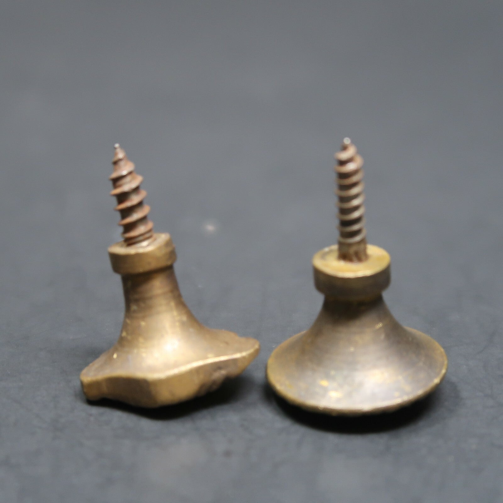 Set of 2 Small Antique Ornate Brass Drawer Pulls with Screws
