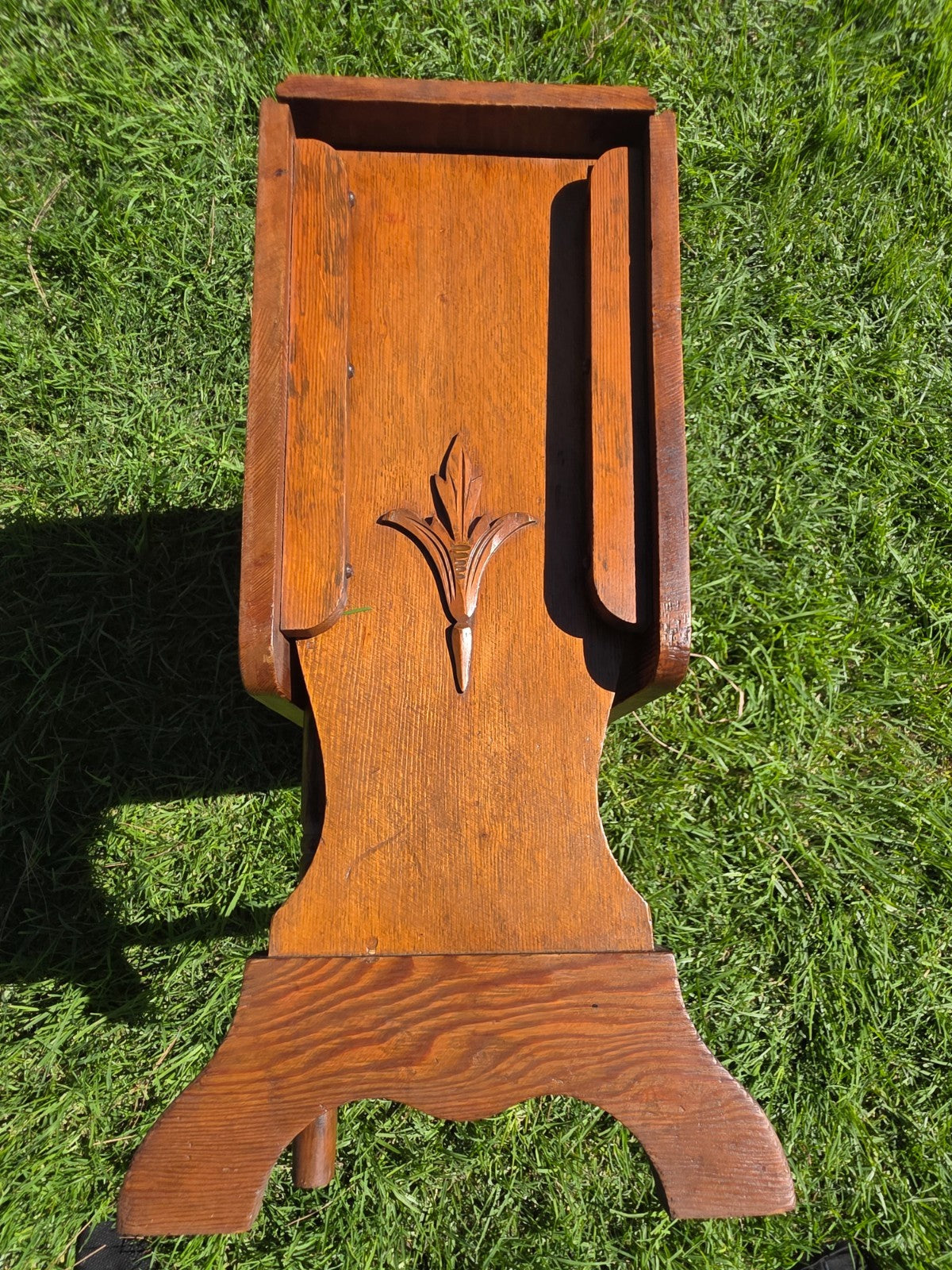 Arts & Crafts / Mission Style Drop Leaf Table Solid Pine & Oak Hand Carved c1930