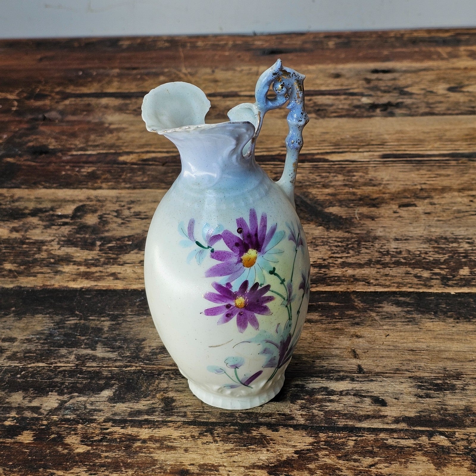 Antique Art Nouveau Floral Pitcher / Ewer, Made in Austria 6.25"H