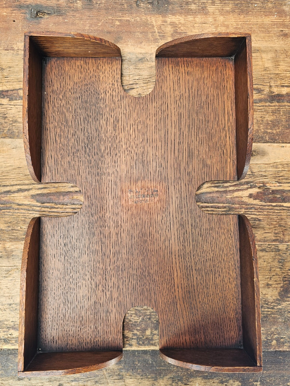Rare 1920s Globe-Wernicke Wooden Desk Organizer / Letter Tray