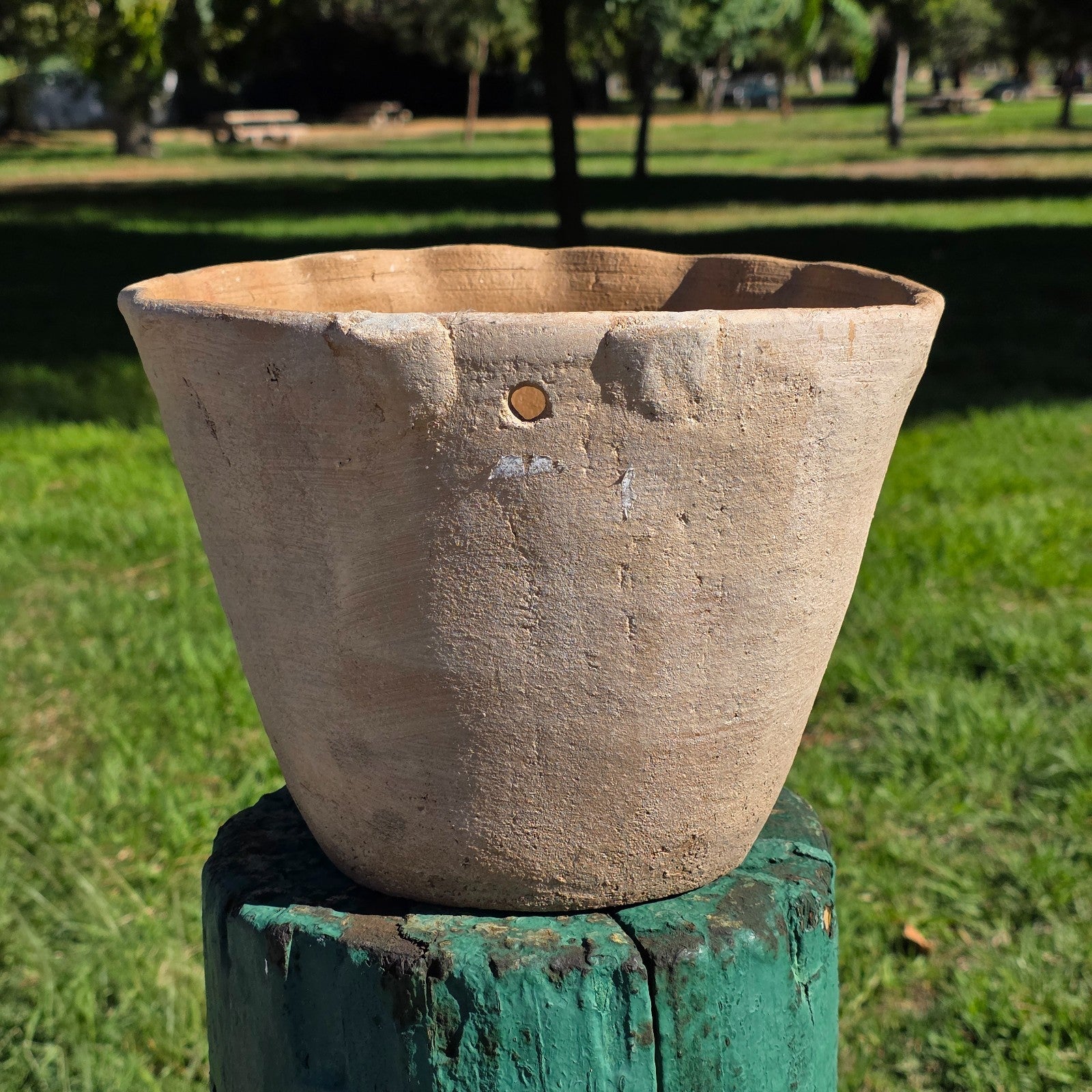 Vintage Atzompa Oaxaca Terracotta Wall Pocket Planter with Orange Flower