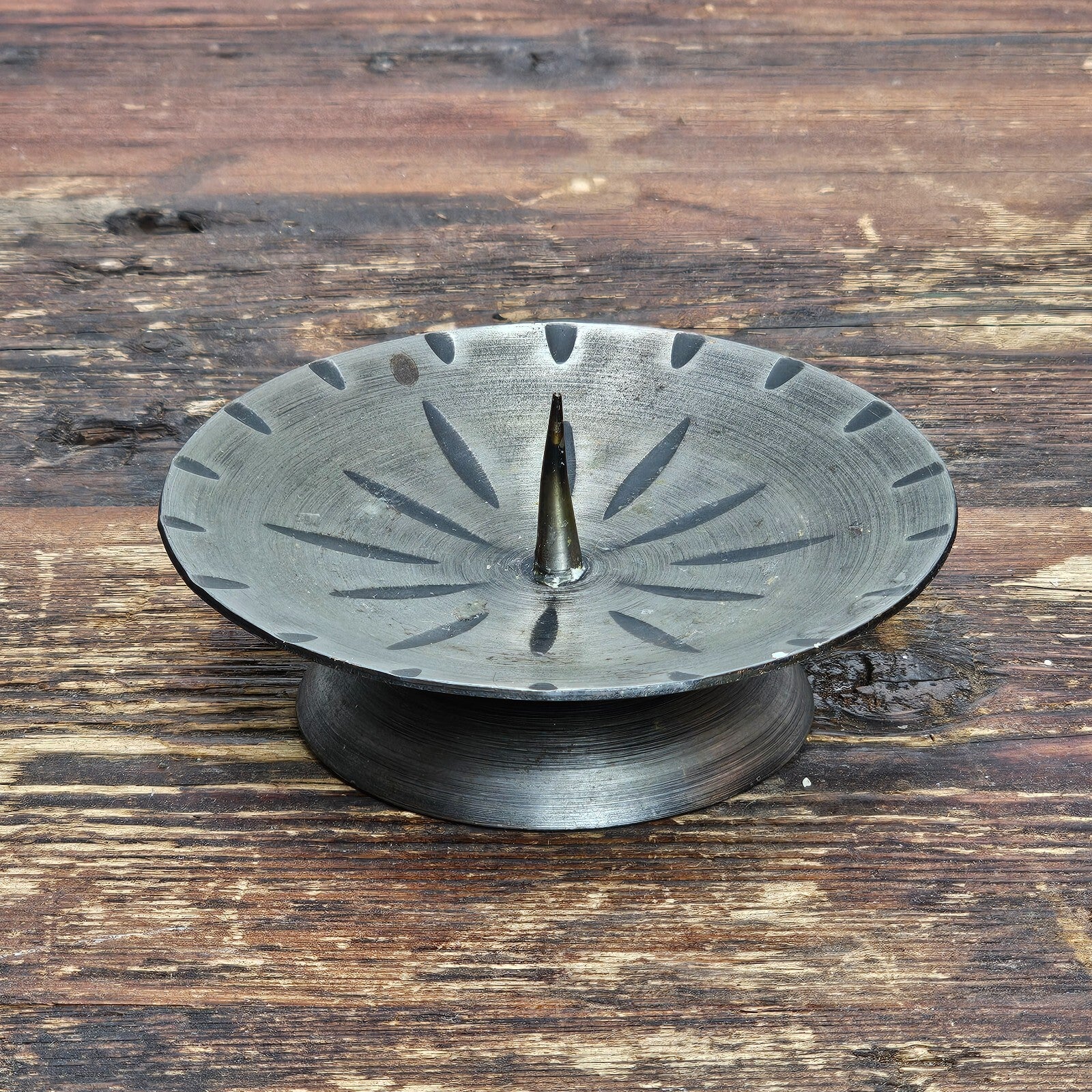 Vintage Native American Style Steel Candle Holder 4" x 1.2" H