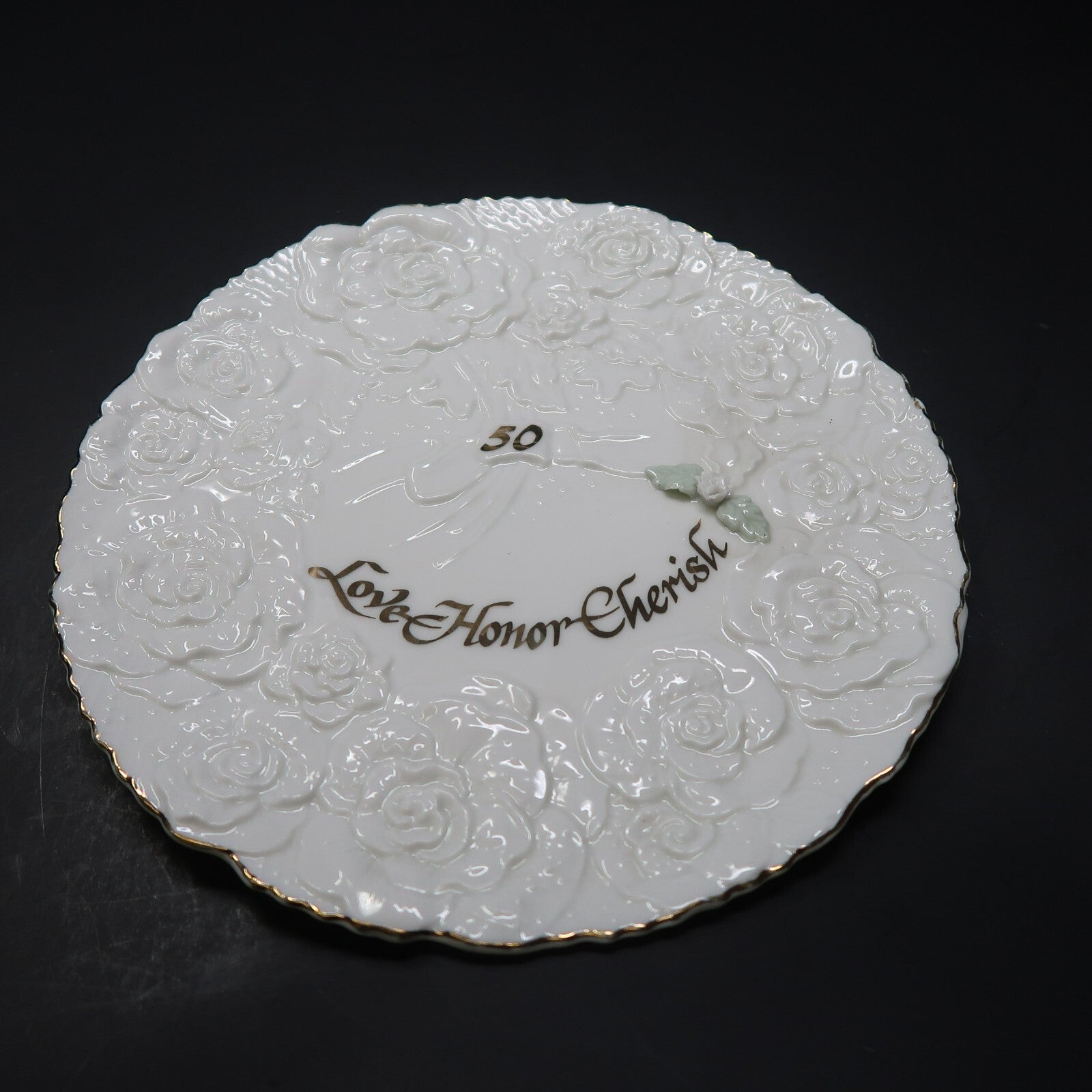 Enesco LOVE HONOR CHERISH 50th Wedding Anniversary Plate