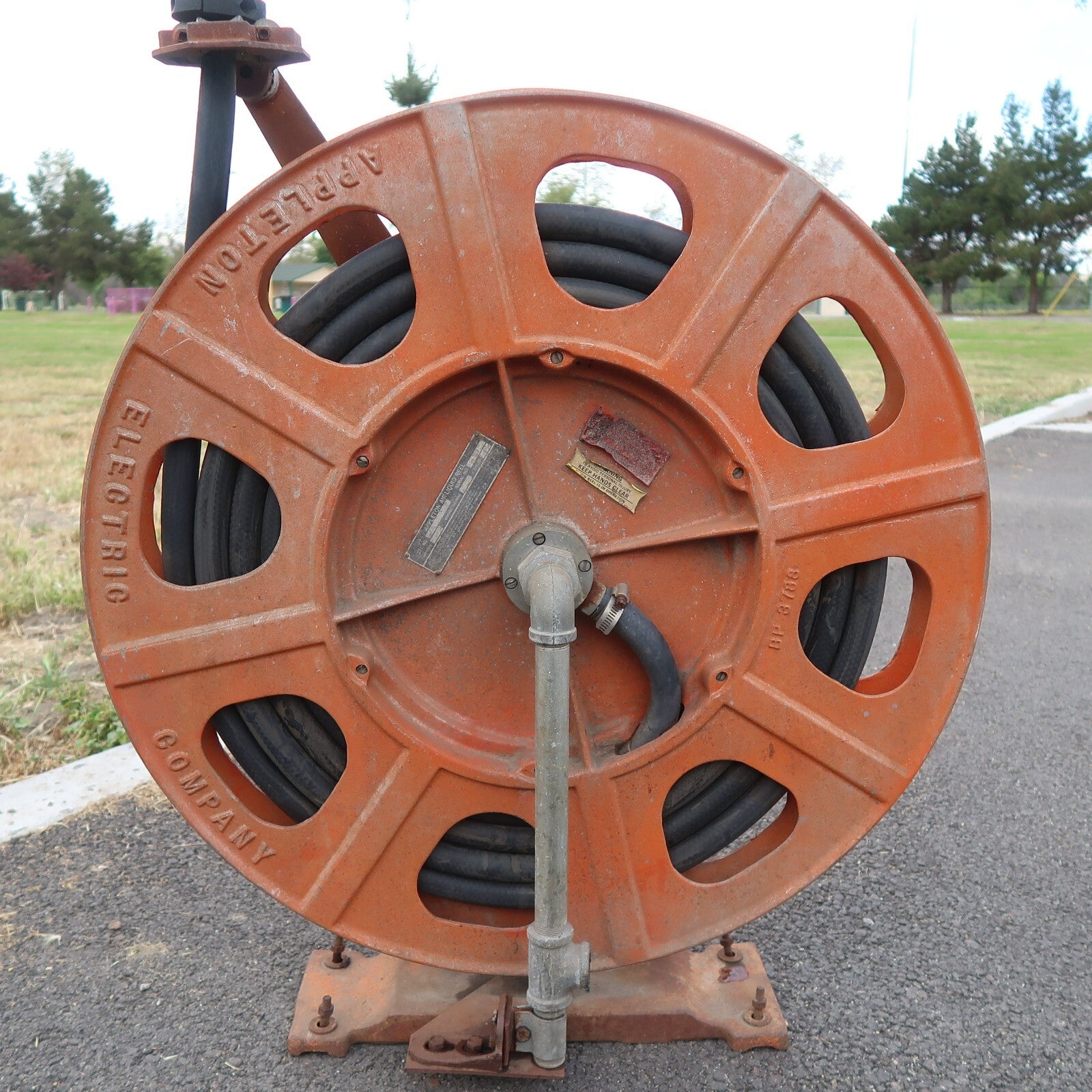 Antique APPLETON AIR LIQUID REEL BP 3788 Orange 1930s Large 99 lbs.!!