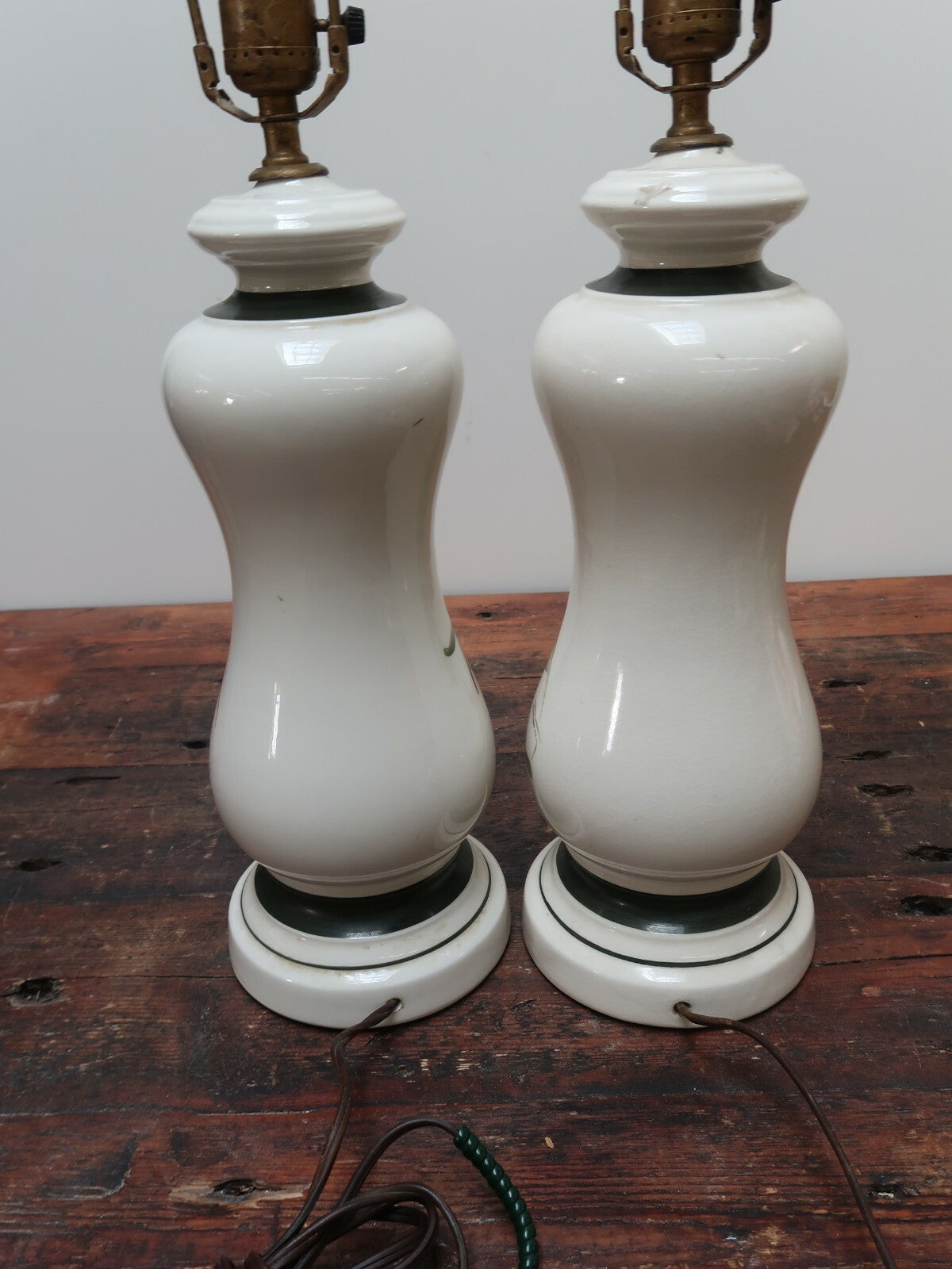 Set of 2 Hand Painted Flower Porcelain Table Lamp 5.5" x 5.5" x H17.5"