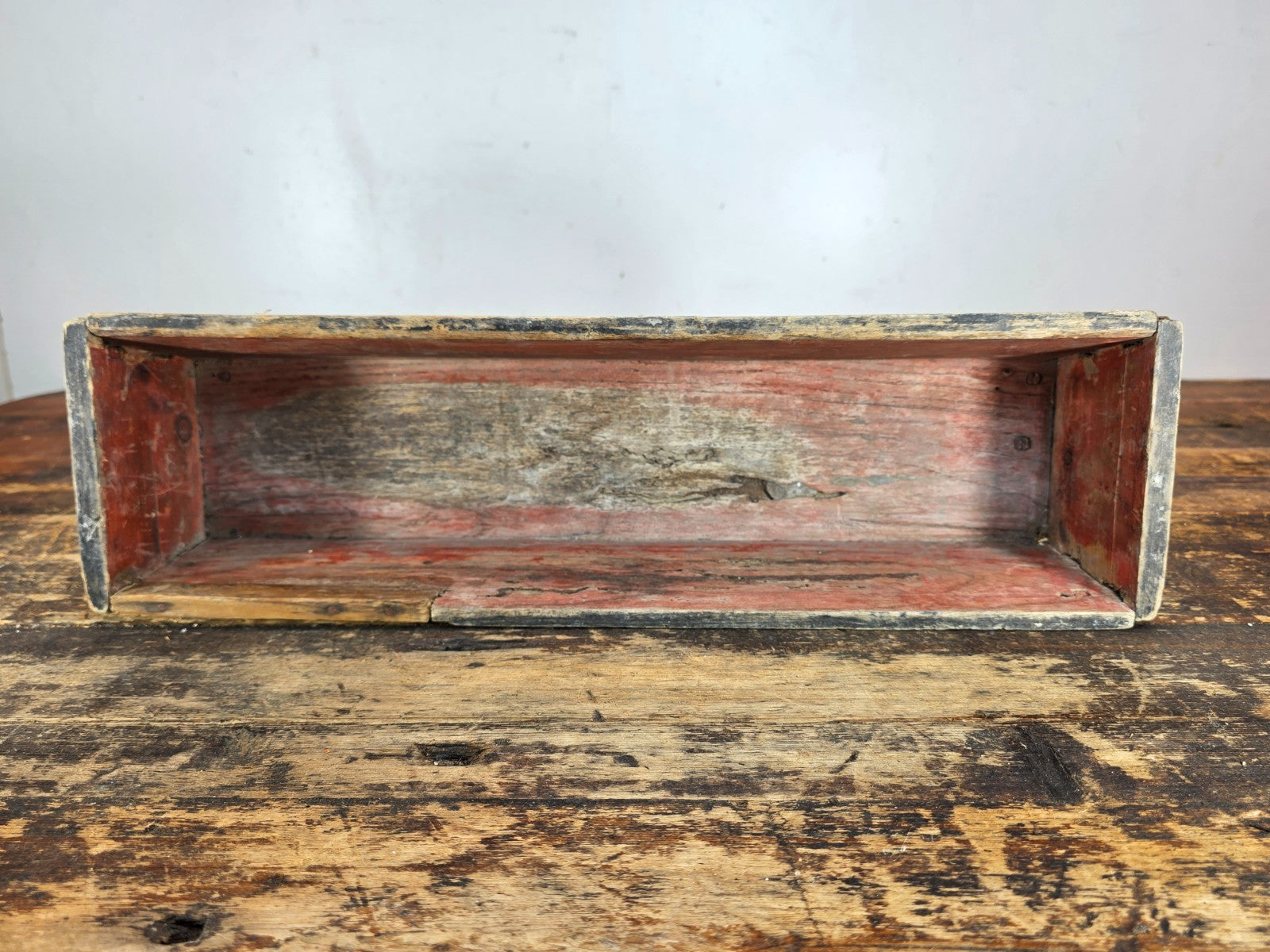 Antique Folk Art Hand-Painted Wooden Box (Floral Motif / Early 1900s) 18"L × 5"W