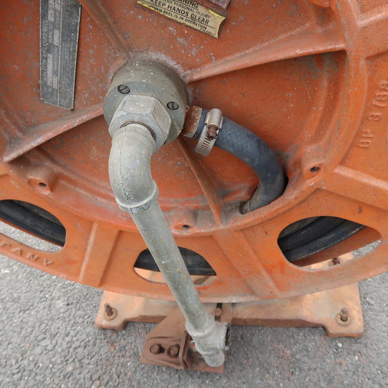Antique APPLETON AIR LIQUID REEL BP 3788 Orange 1930s Large 99 lbs.!!