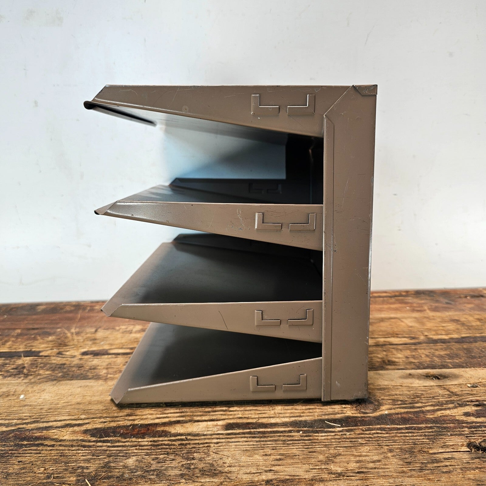 Vintage 4-Tier Wall-Mounted / Desktop Steel File Organizer