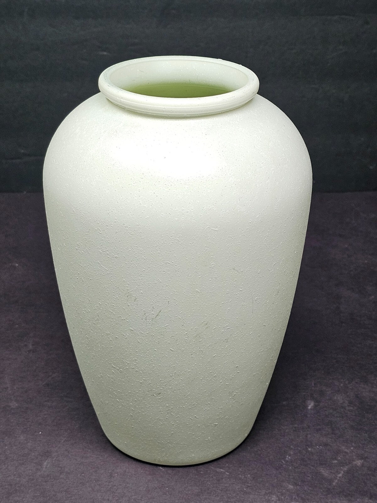 Studio Nova Portugal White Speckled Glass Vase 9"H 1980s