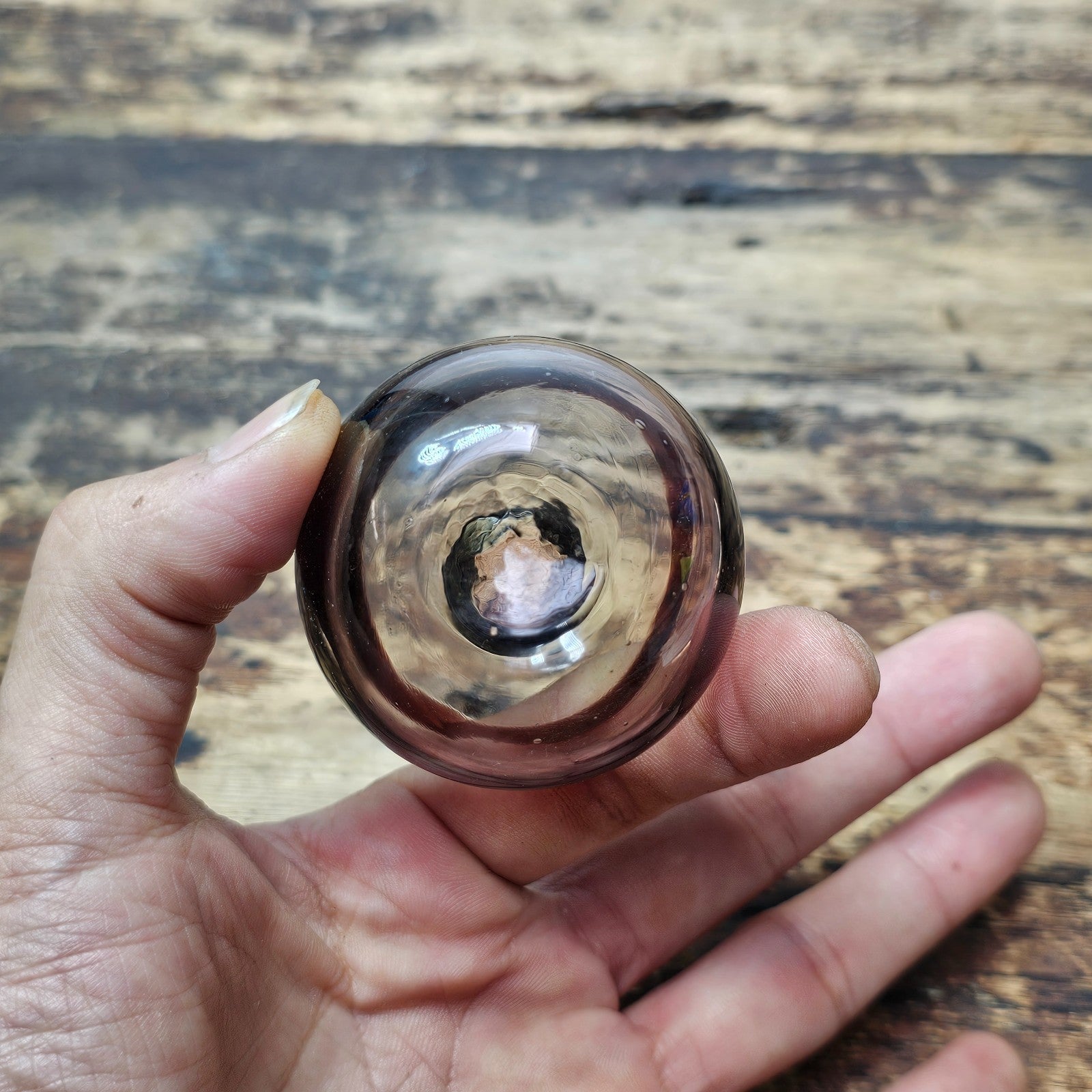 Vintage Hand-Blown Glass Bottle with Stopper 2"Dia. x 3"H