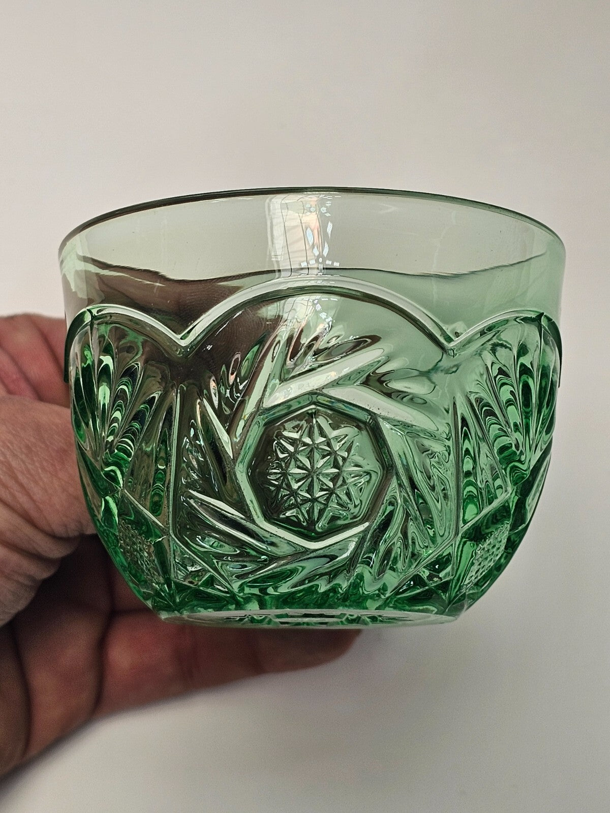 Heisey Pinwheel and Fan Green Moongleam Punch Cup