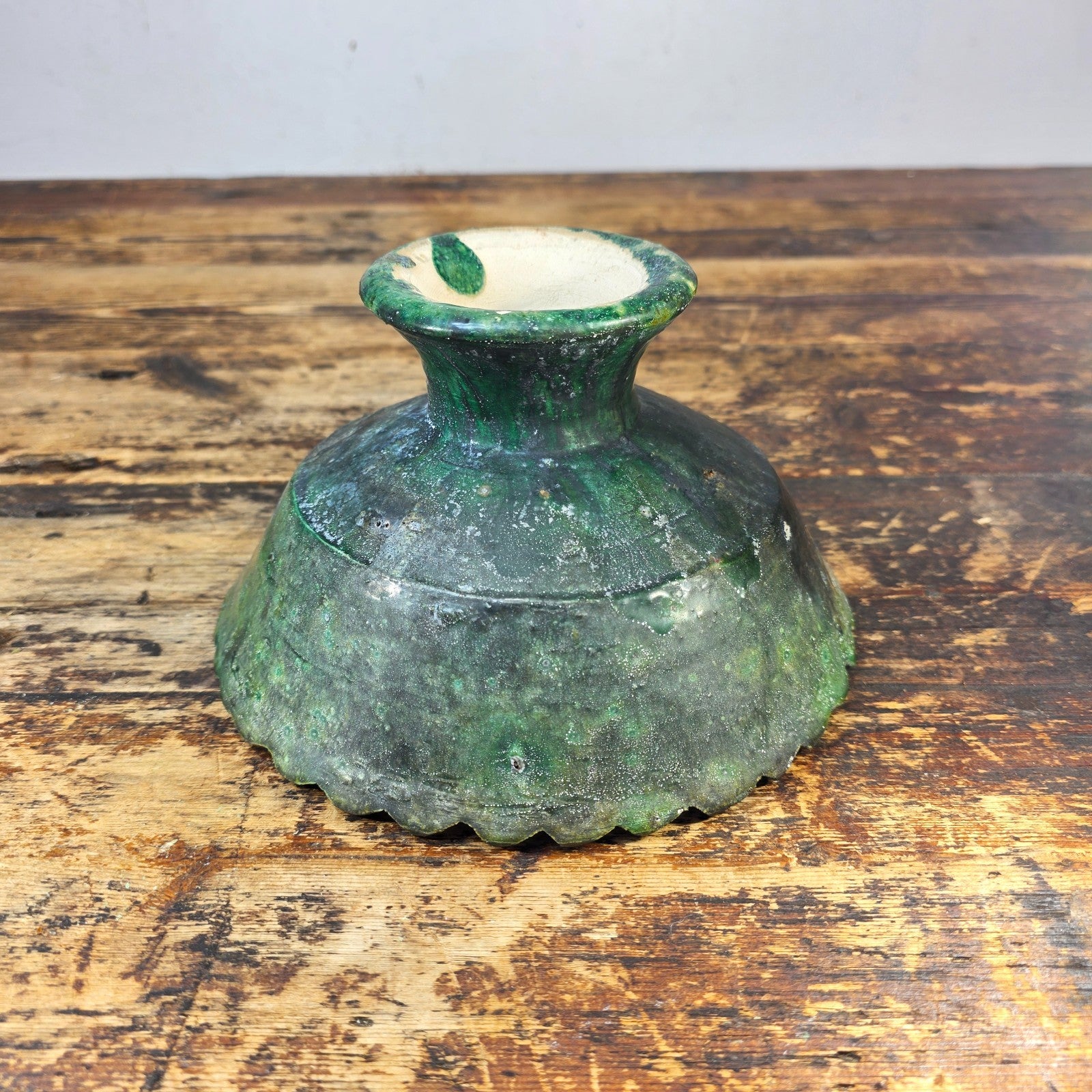 Tamegroute Green Pedestal Bowl with 15 African Soapstone Rhino Figurines