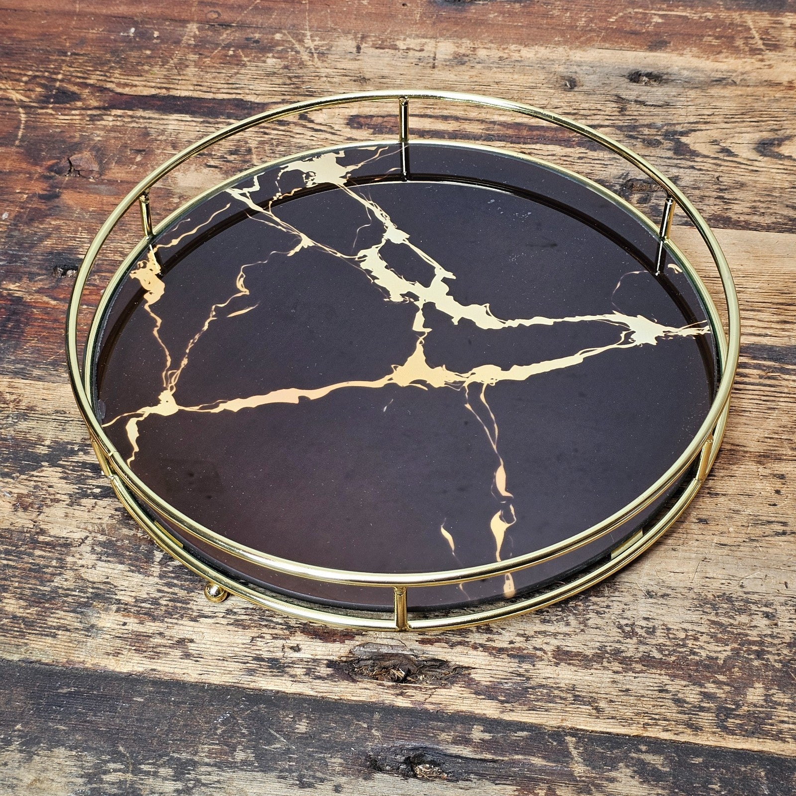 Glass Makeup / Vanity Organizer Tray 11.5"Dia. x 1.75"H