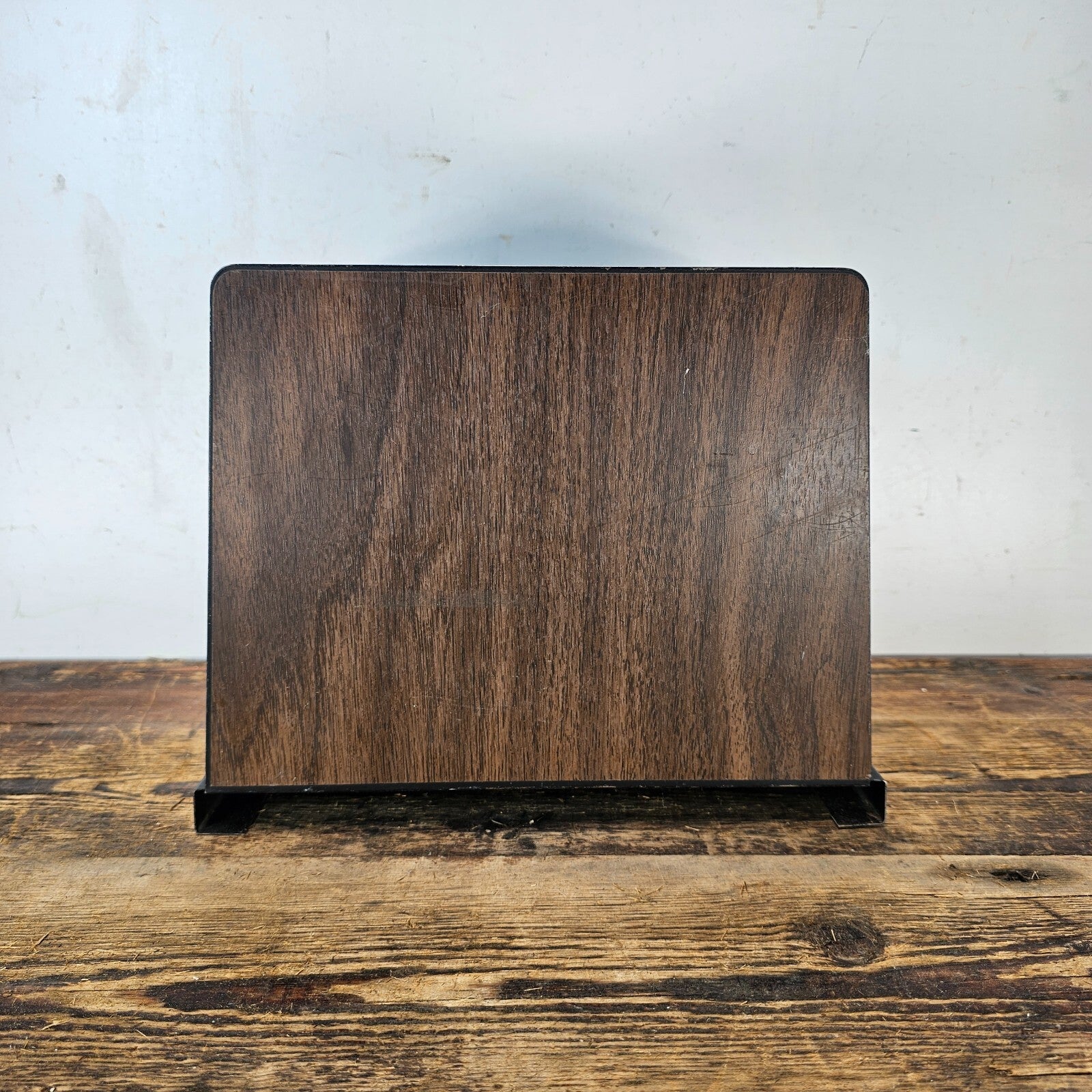 Vintage Hunt 4 Compartment Desktop File Organizer with Wood Grain Finish