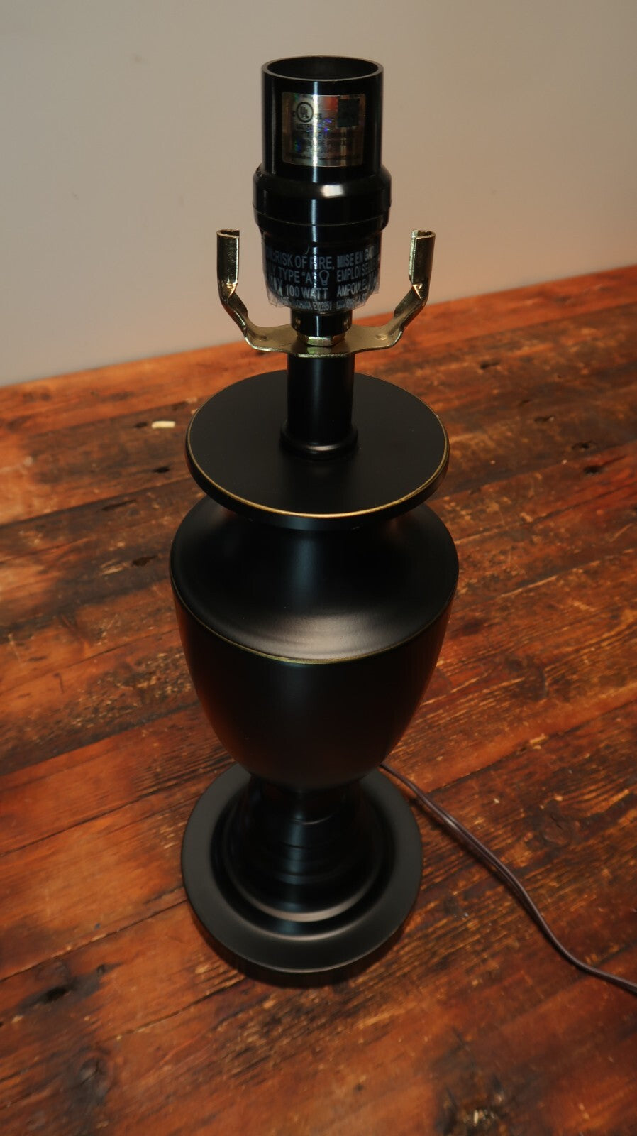 Black Metal Table Lamp 6" x 6" x H 17.5"