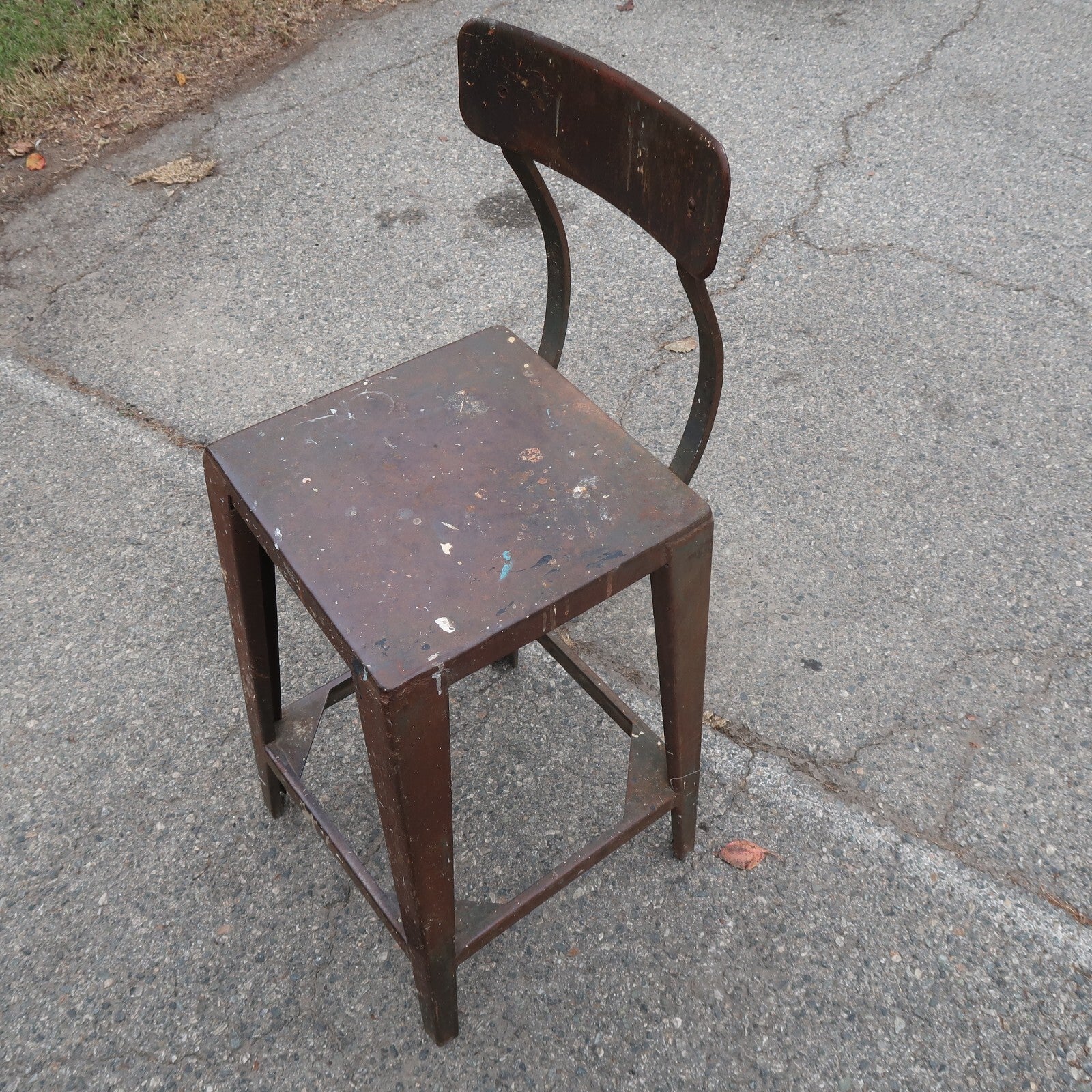 Antique Metal Industrial Stool High Chair Heavy Steel Chair 29 lb.