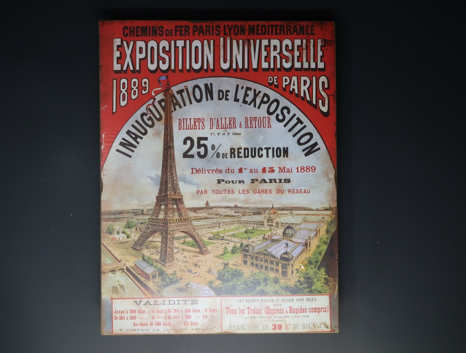 Exposition Universelle 1889 de Paris Shabby Chic Wall Art 12.5" x 9.5"