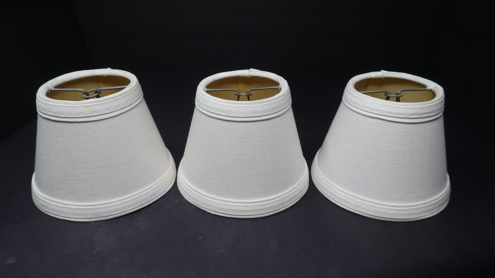 Set of 3 Mini Clip On Lamp Shade White 3" x 5.25" x H 4"