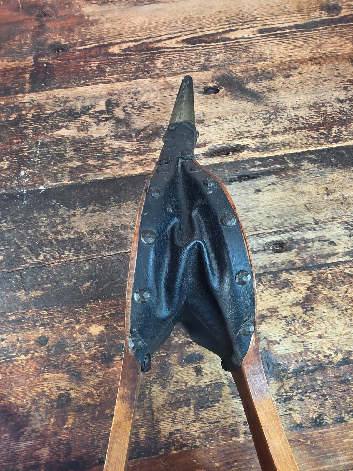 Vintage Fireplace Bellows – Wood, Leather & Brass with Eagle Motif