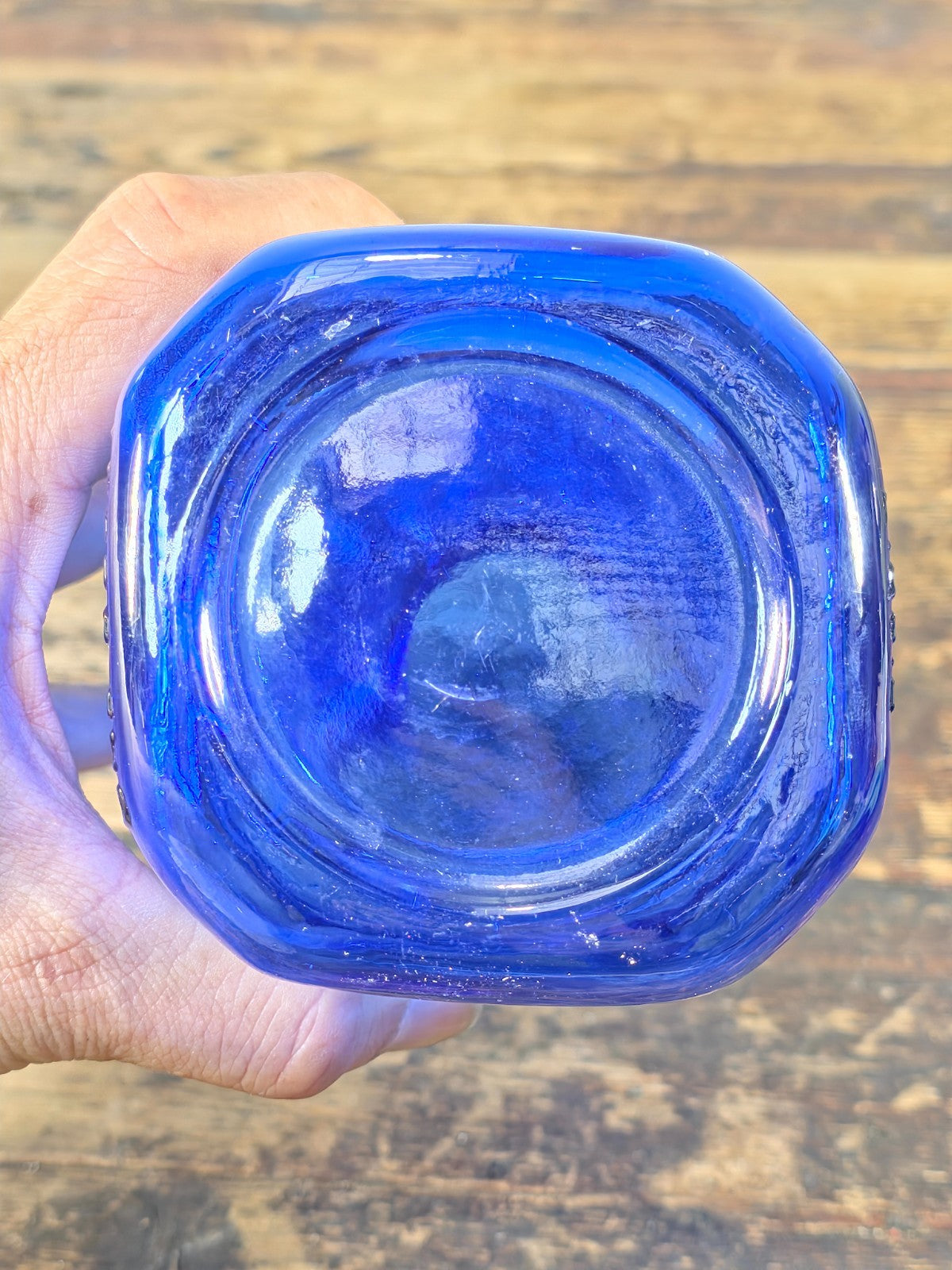 Brookfield Baby Top Cobalt Blue Glass Bottle 1 Quart – Vintage Figural Jar