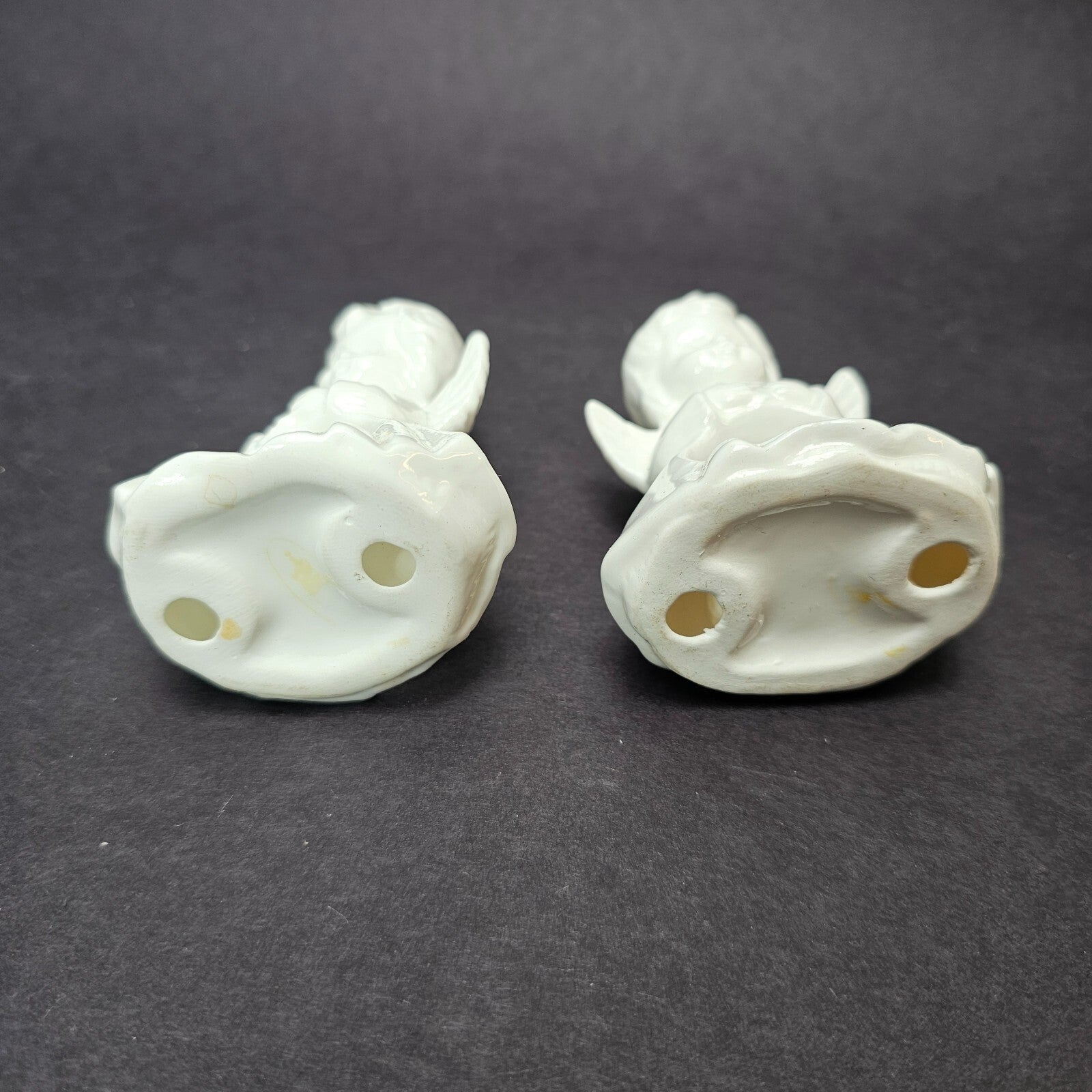 Set of 2 Ceramic Angel Napkin Holders Vintage 3.25" H